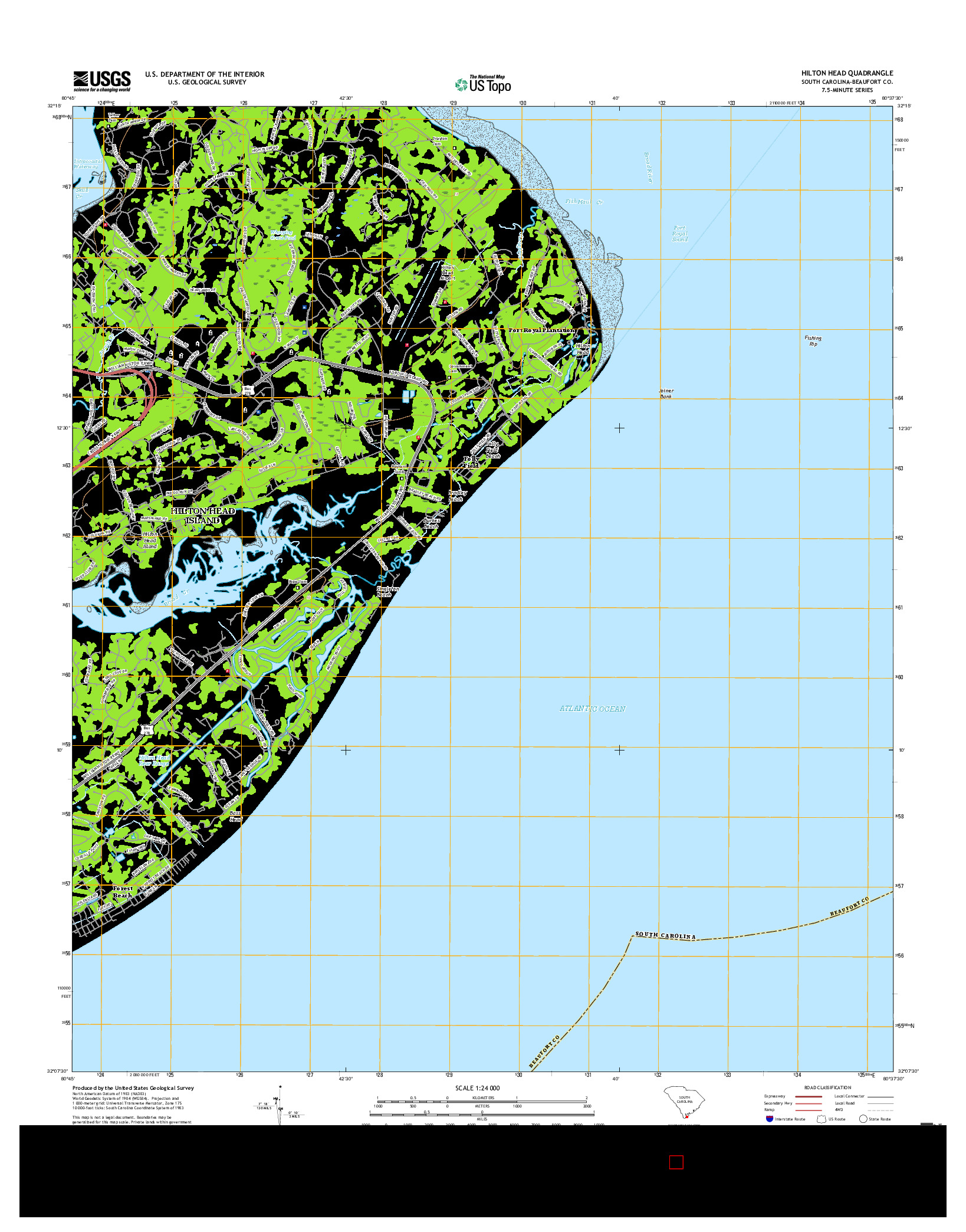 USGS US TOPO 7.5-MINUTE MAP FOR HILTON HEAD, SC 2017