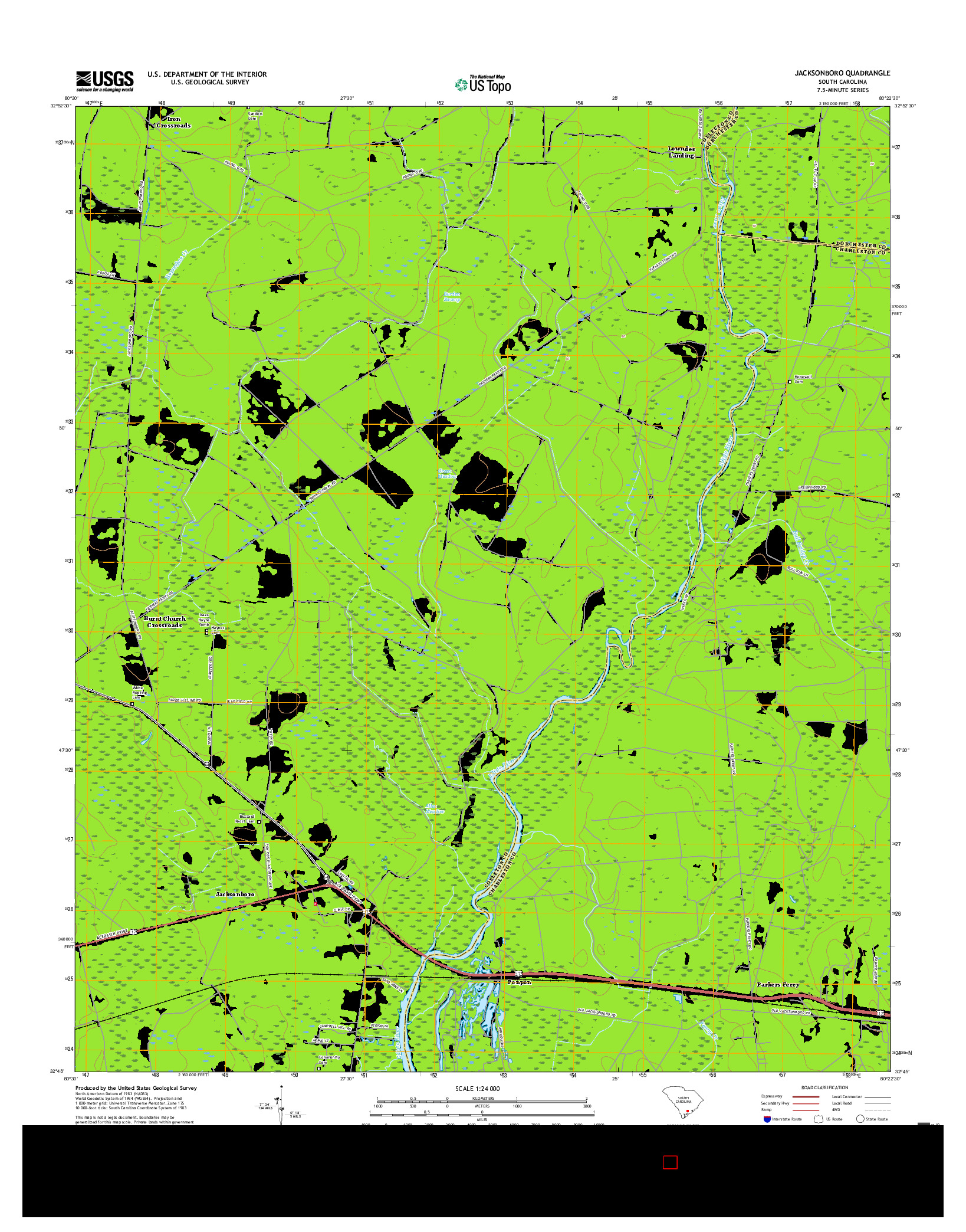 USGS US TOPO 7.5-MINUTE MAP FOR JACKSONBORO, SC 2017