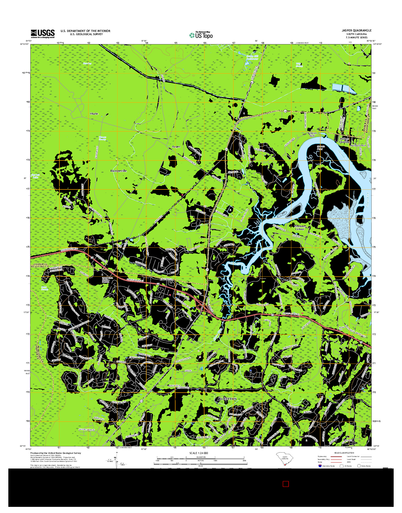 USGS US TOPO 7.5-MINUTE MAP FOR JASPER, SC 2017