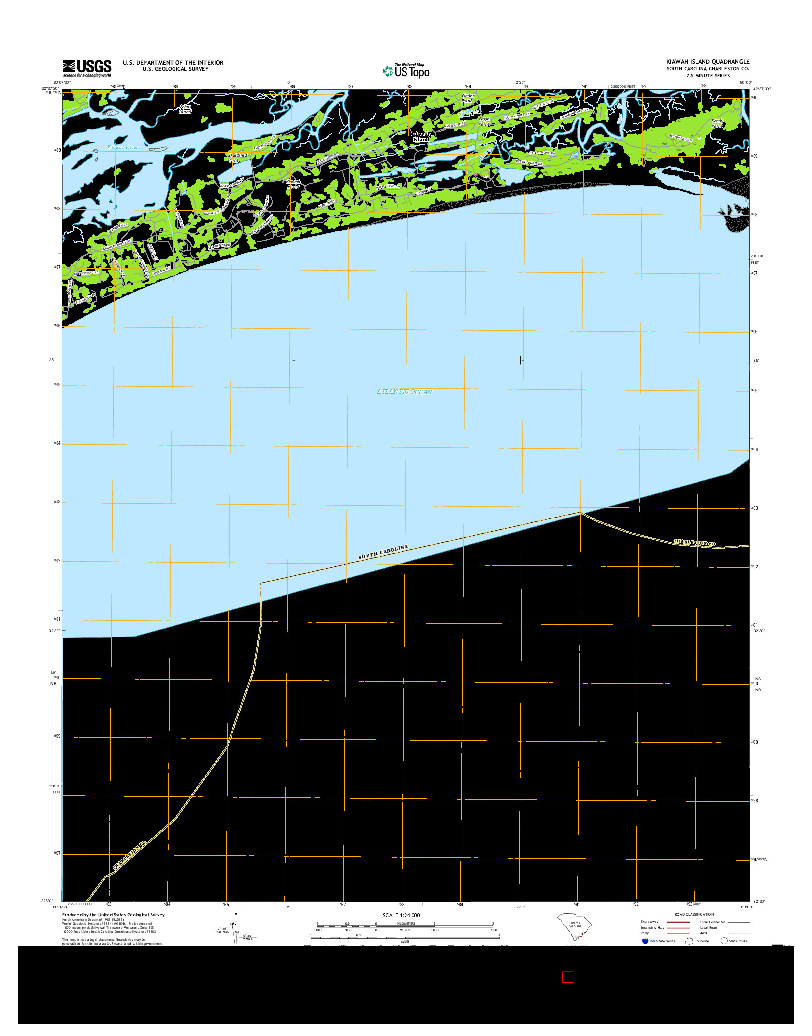 USGS US TOPO 7.5-MINUTE MAP FOR KIAWAH ISLAND, SC 2017