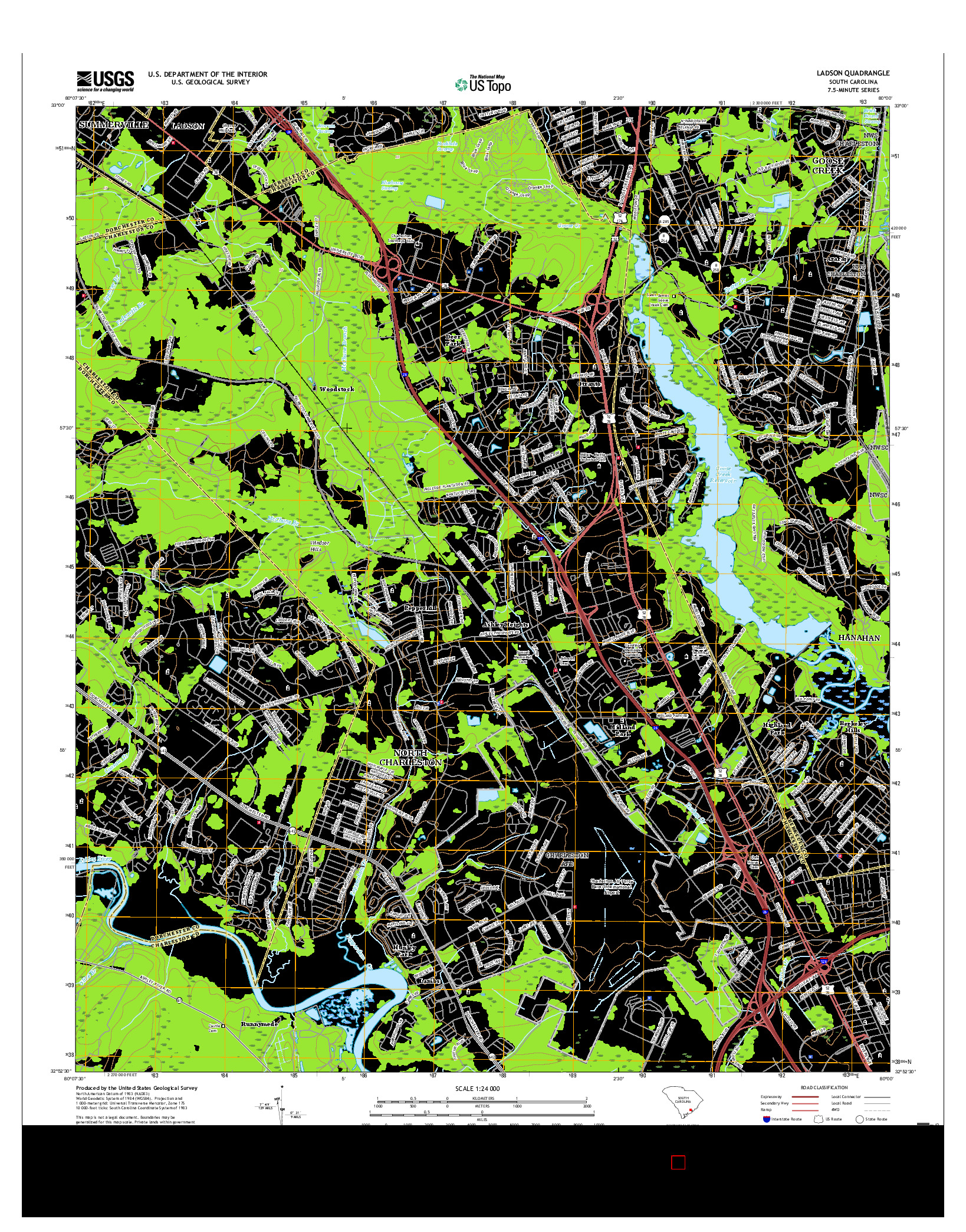 USGS US TOPO 7.5-MINUTE MAP FOR LADSON, SC 2017