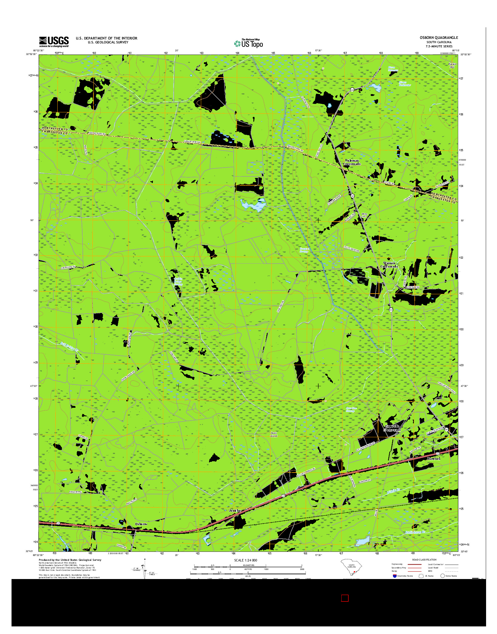 USGS US TOPO 7.5-MINUTE MAP FOR OSBORN, SC 2017