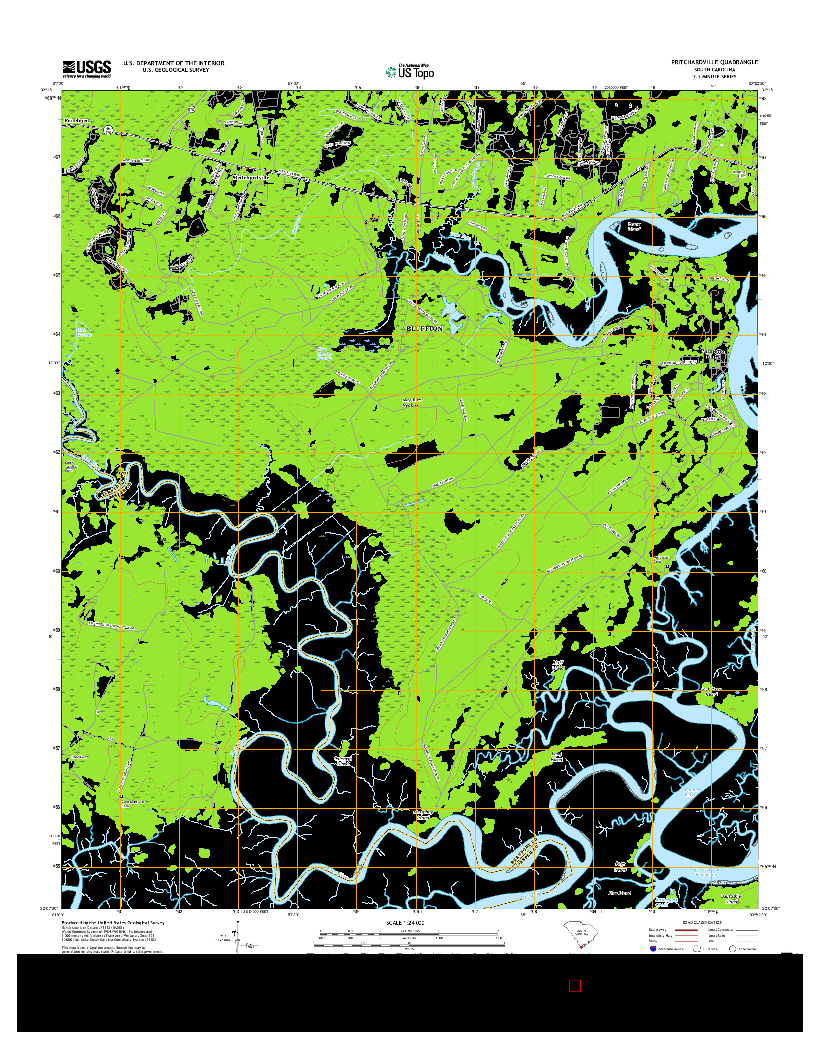 USGS US TOPO 7.5-MINUTE MAP FOR PRITCHARDVILLE, SC 2017