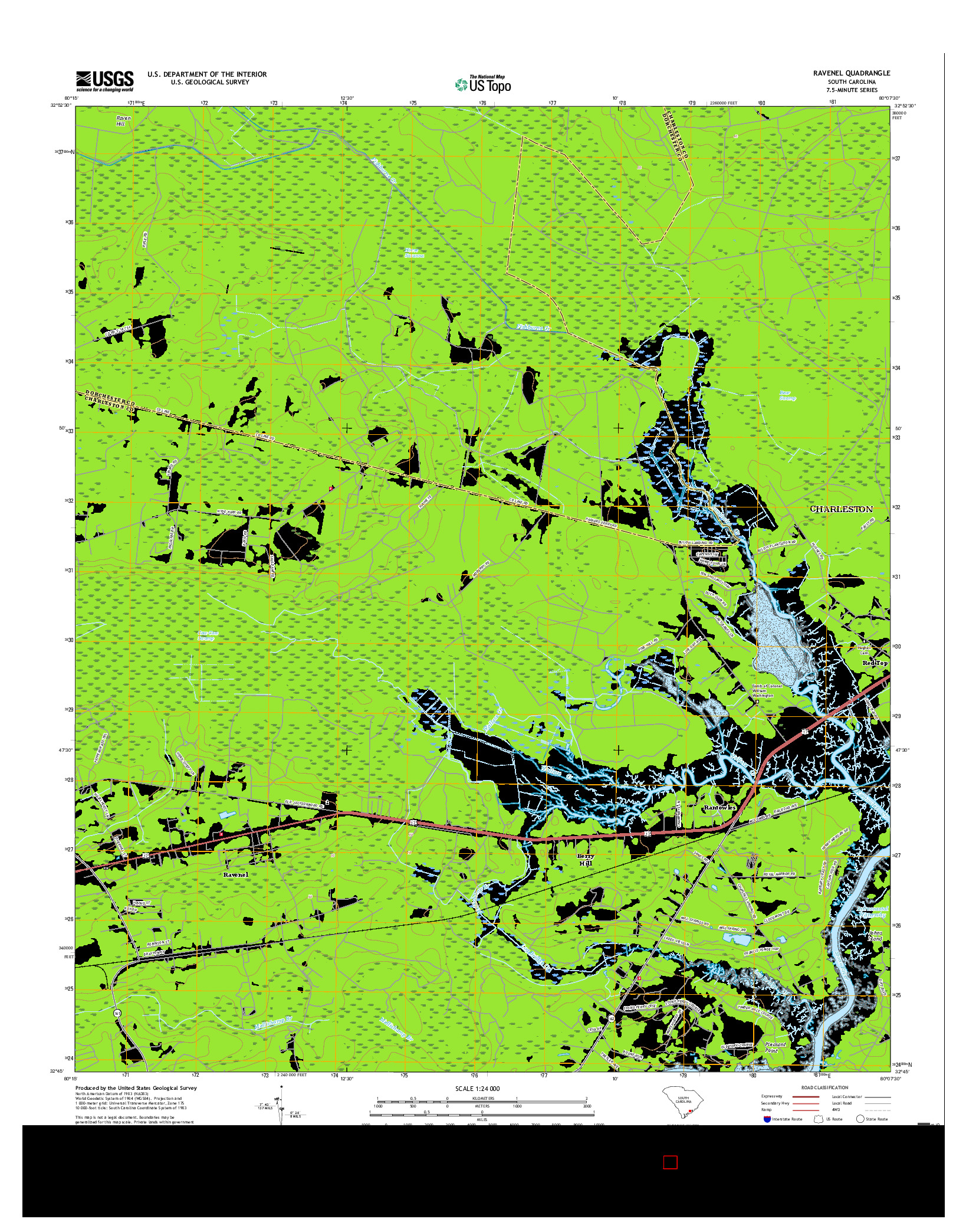 USGS US TOPO 7.5-MINUTE MAP FOR RAVENEL, SC 2017