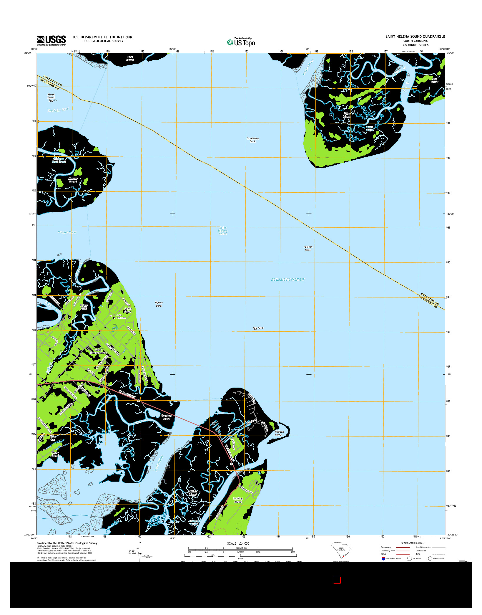 USGS US TOPO 7.5-MINUTE MAP FOR SAINT HELENA SOUND, SC 2017