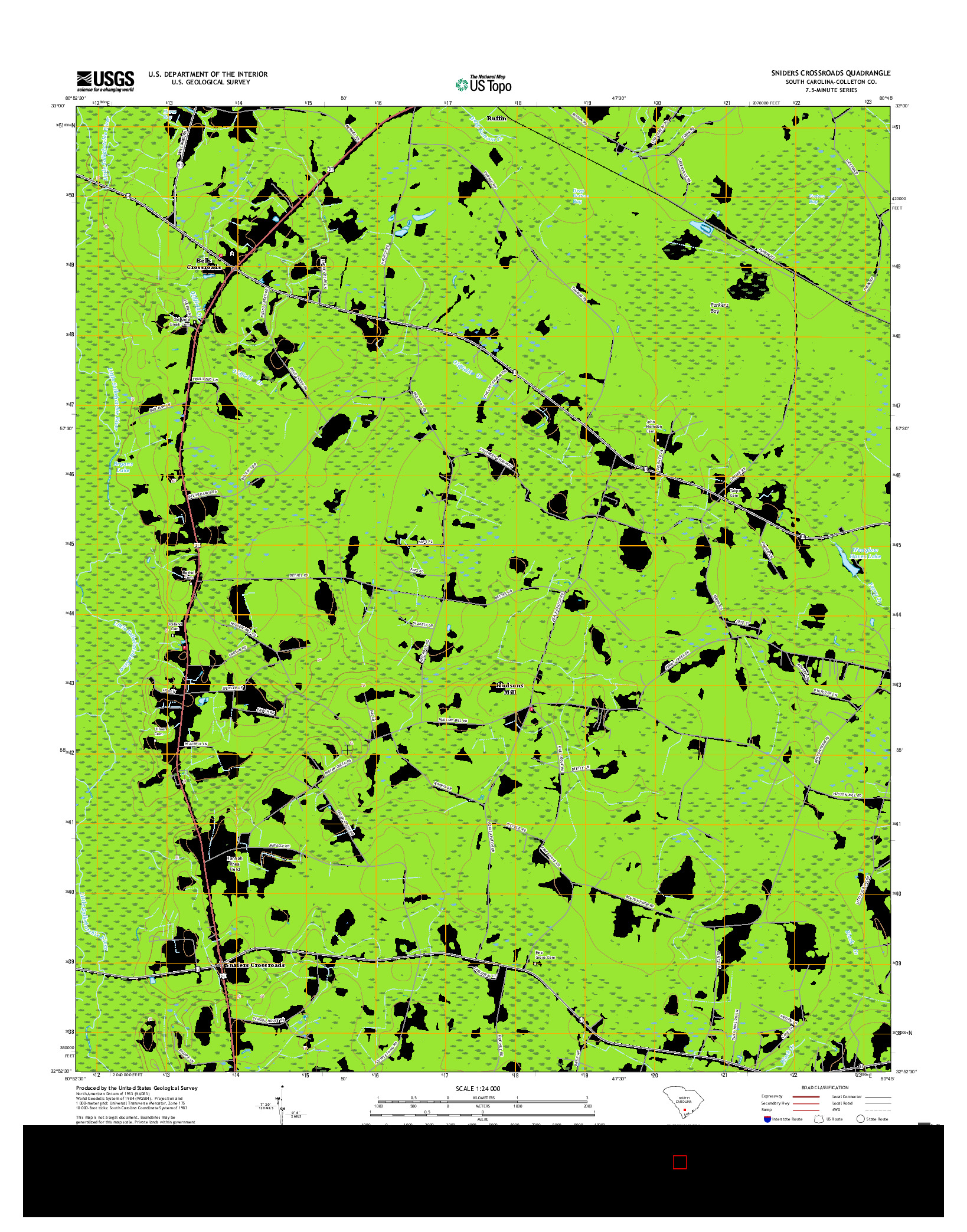 USGS US TOPO 7.5-MINUTE MAP FOR SNIDERS CROSSROADS, SC 2017