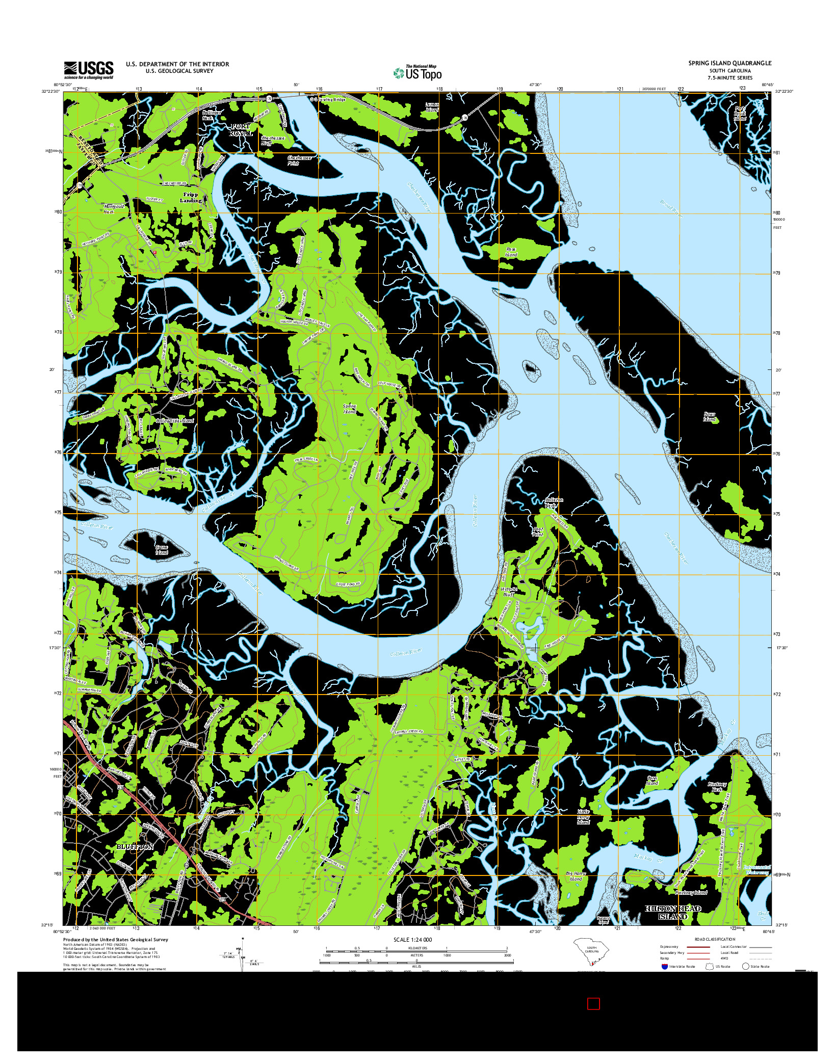 USGS US TOPO 7.5-MINUTE MAP FOR SPRING ISLAND, SC 2017