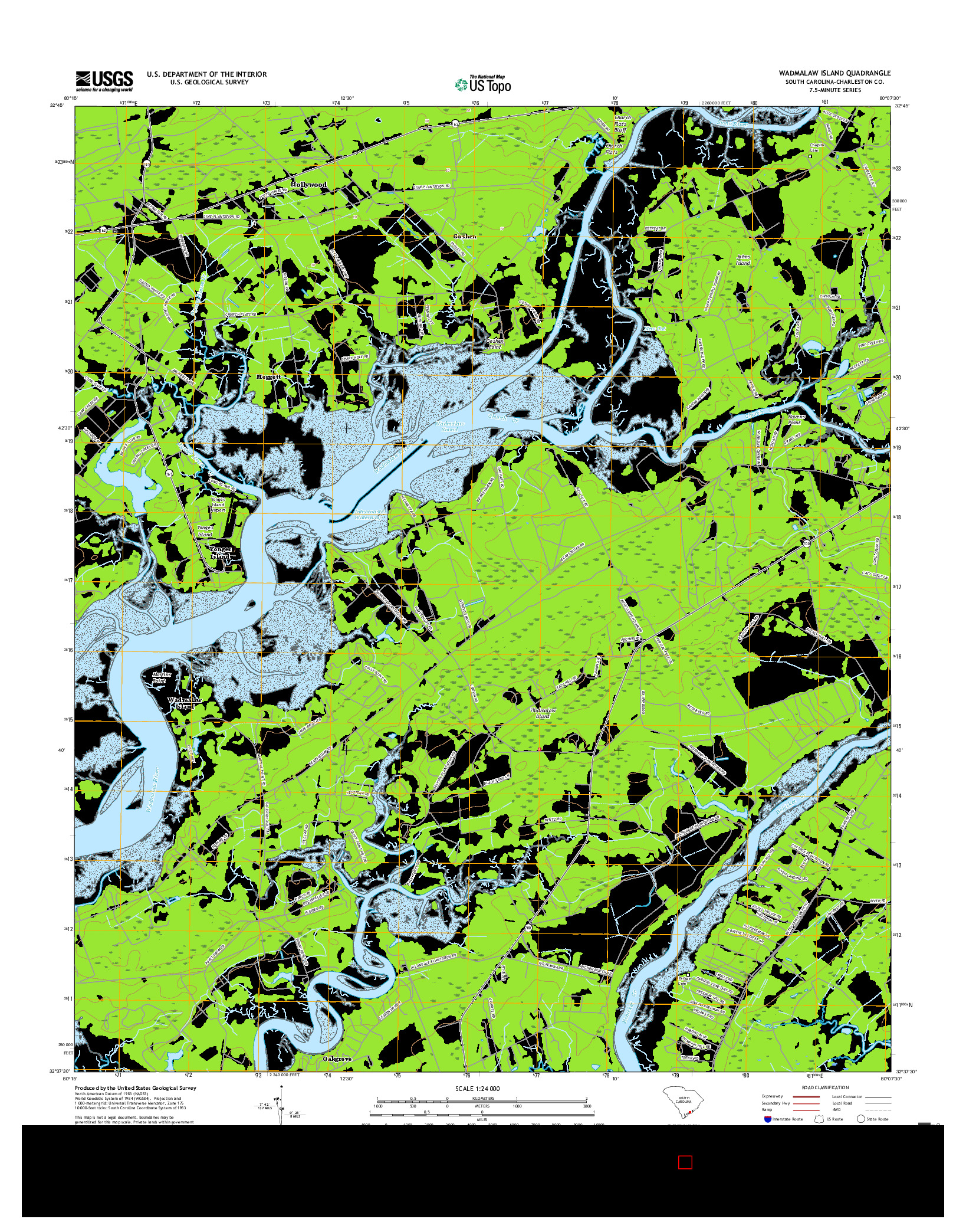 USGS US TOPO 7.5-MINUTE MAP FOR WADMALAW ISLAND, SC 2017