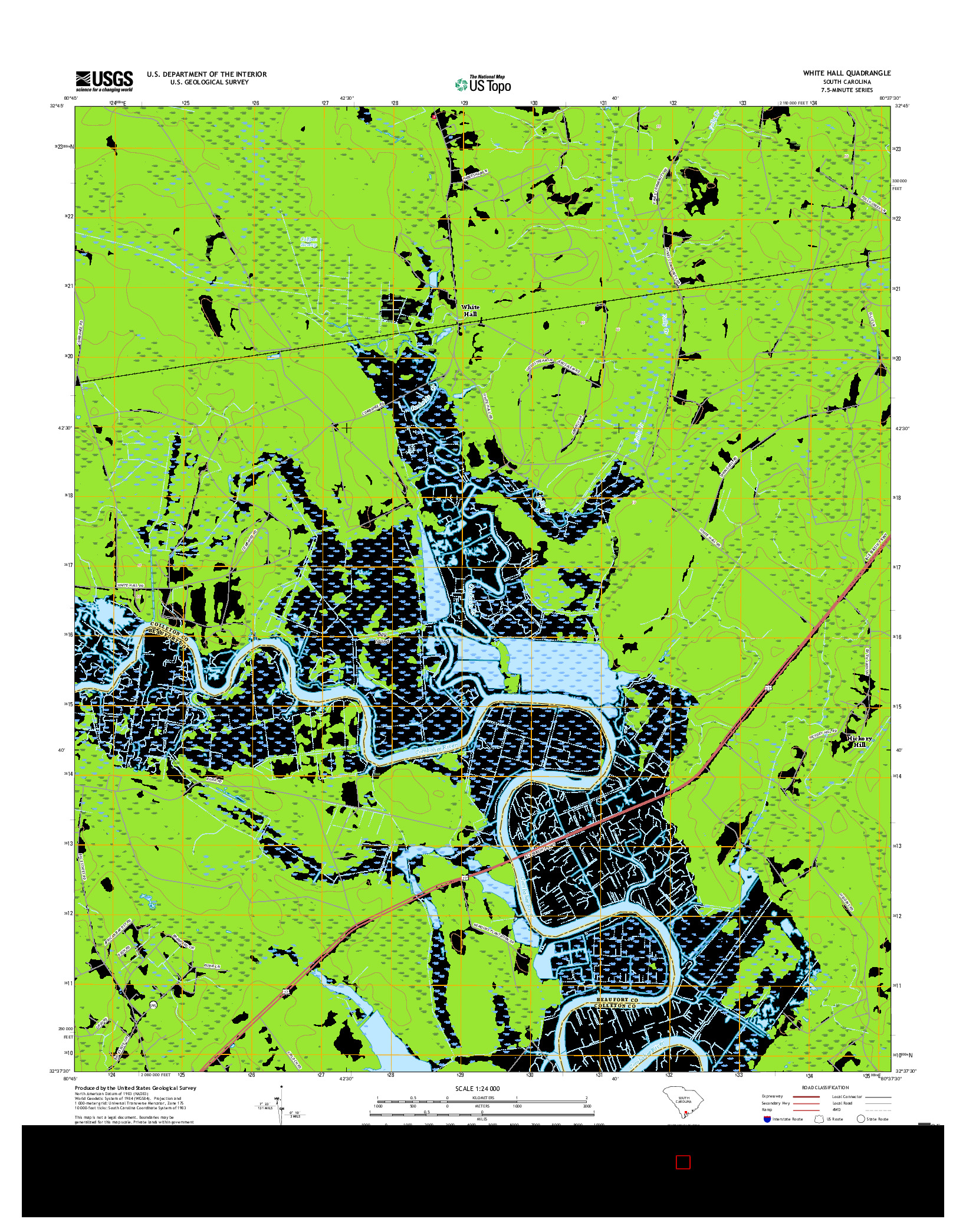 USGS US TOPO 7.5-MINUTE MAP FOR WHITE HALL, SC 2017