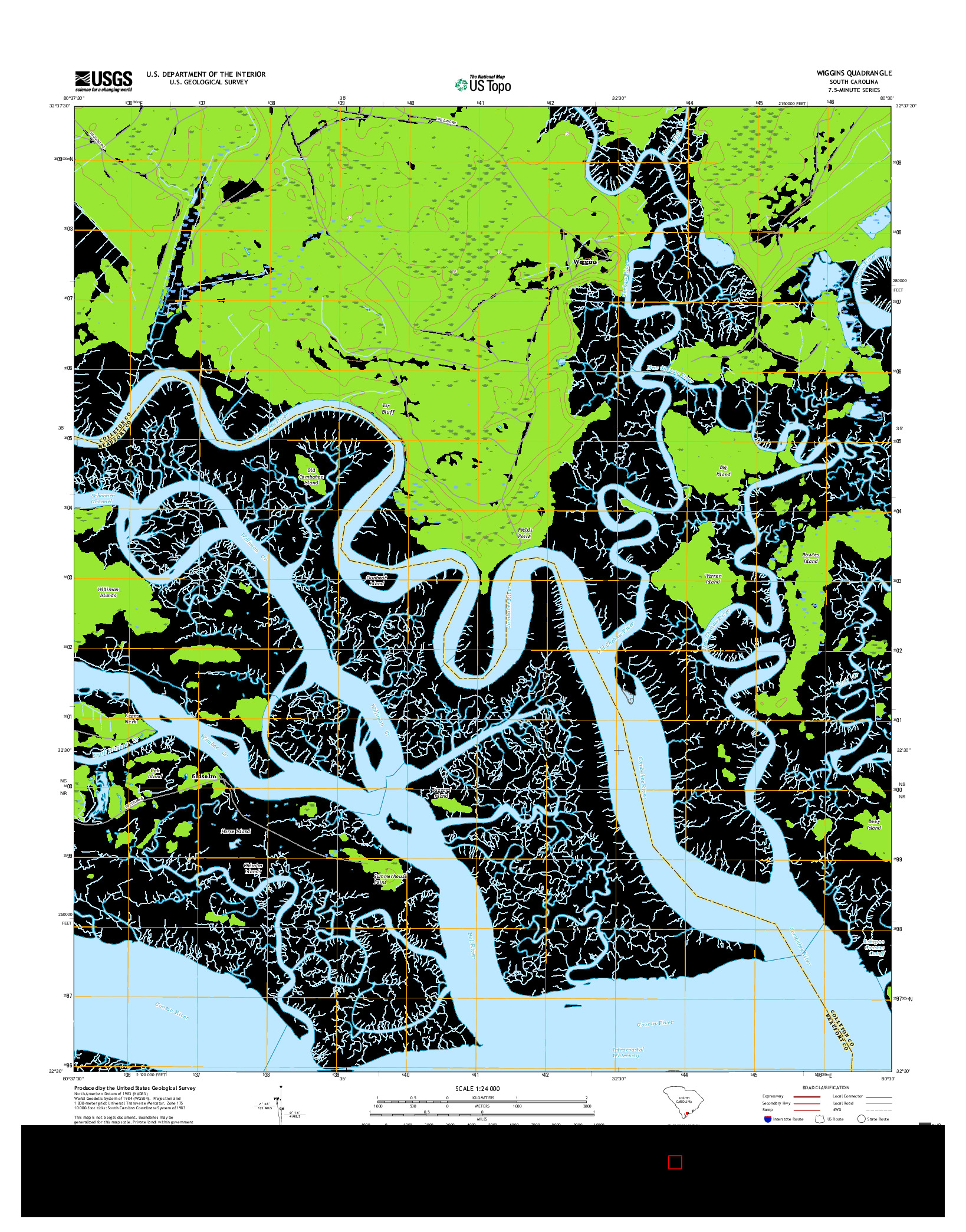 USGS US TOPO 7.5-MINUTE MAP FOR WIGGINS, SC 2017