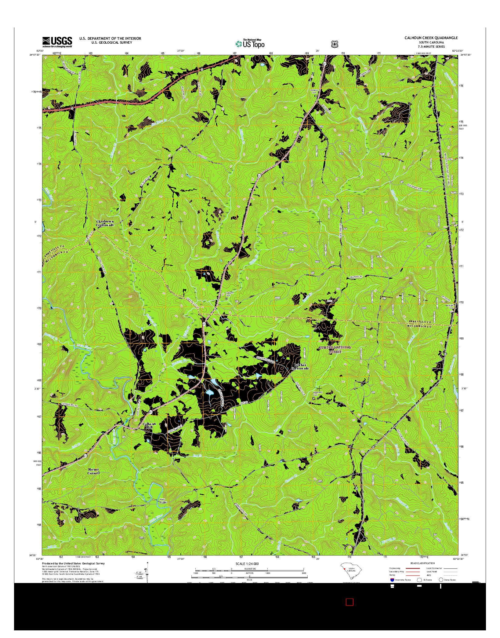 USGS US TOPO 7.5-MINUTE MAP FOR CALHOUN CREEK, SC 2017