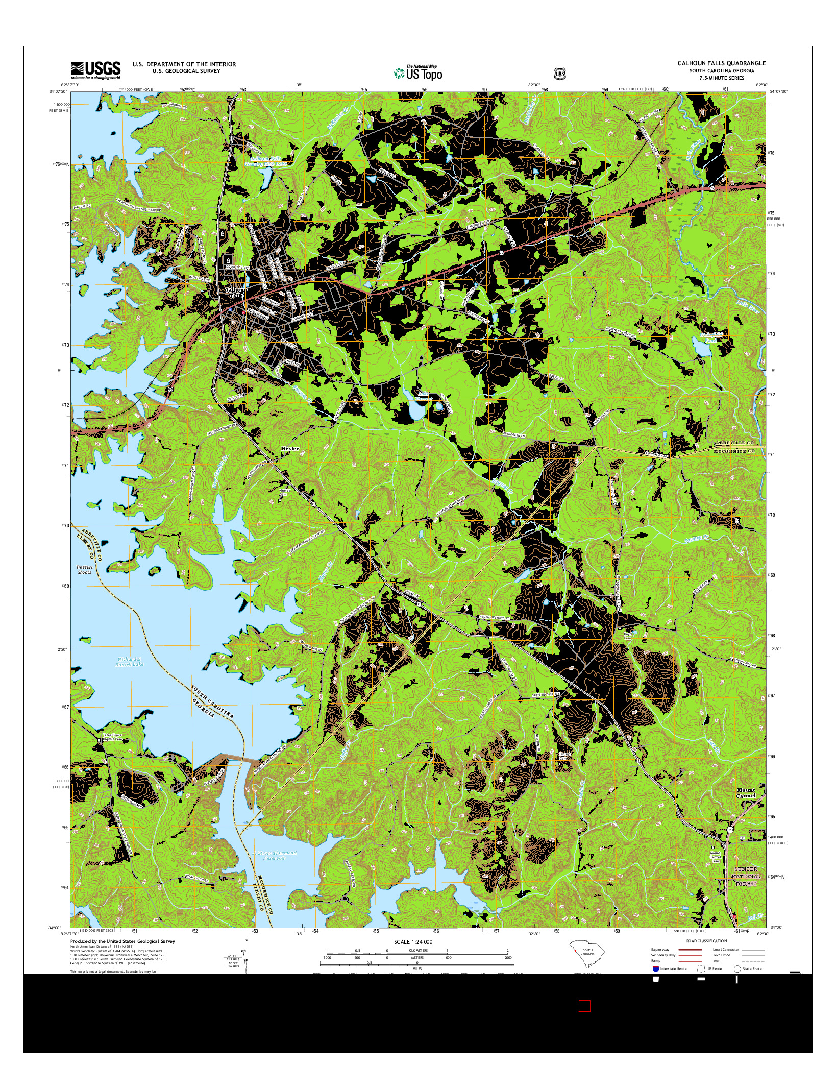 USGS US TOPO 7.5-MINUTE MAP FOR CALHOUN FALLS, SC-GA 2017