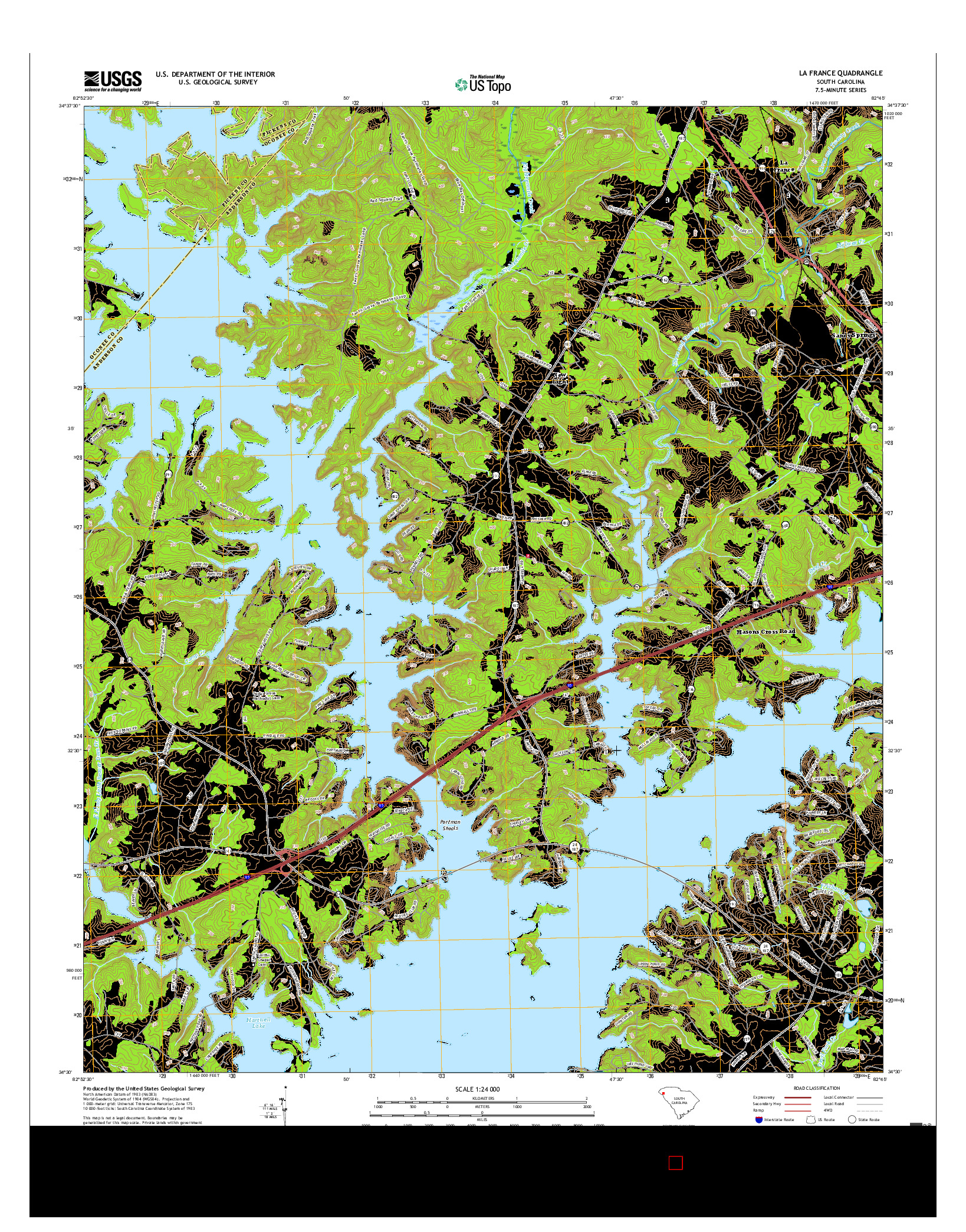 USGS US TOPO 7.5-MINUTE MAP FOR LA FRANCE, SC 2017