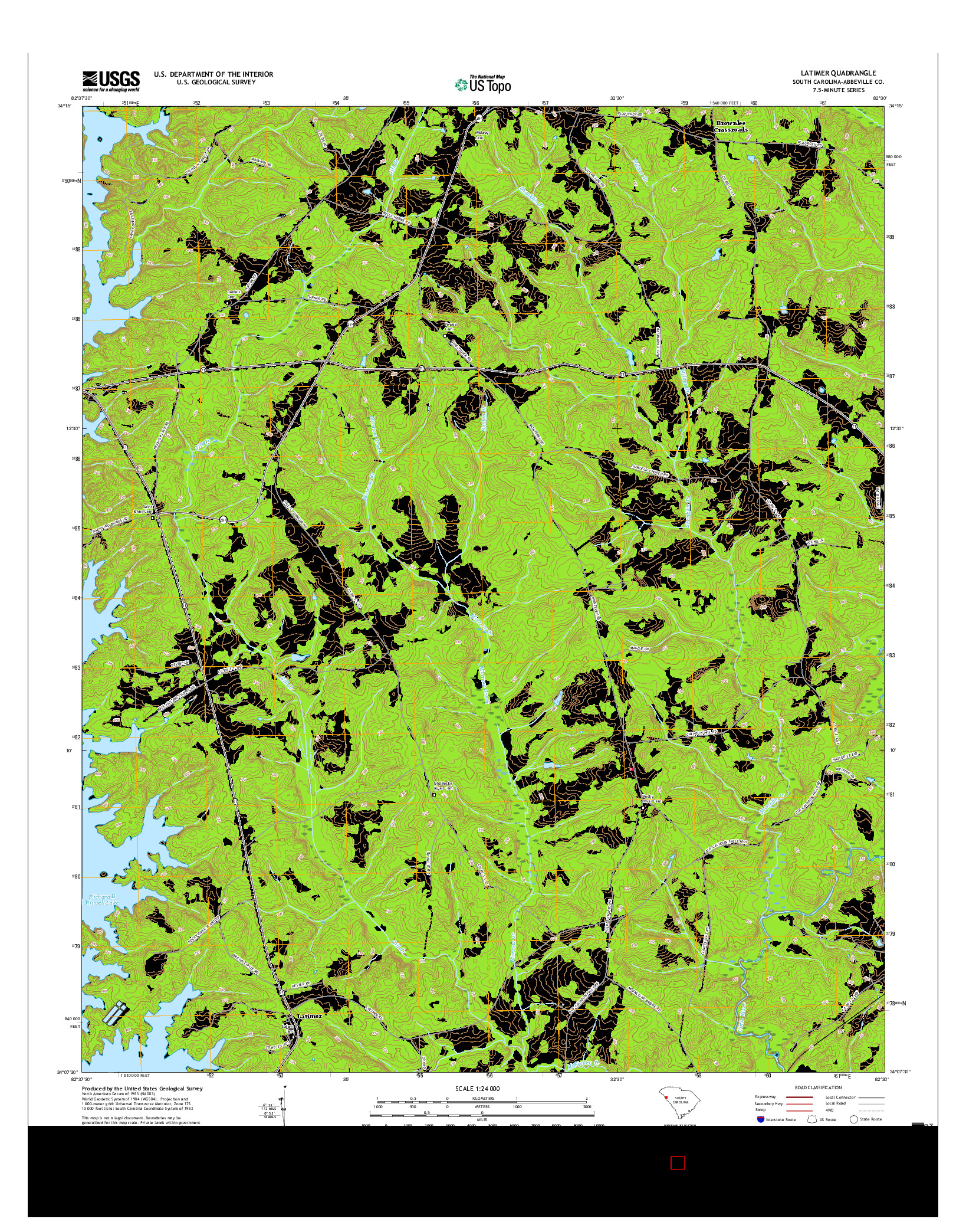 USGS US TOPO 7.5-MINUTE MAP FOR LATIMER, SC 2017