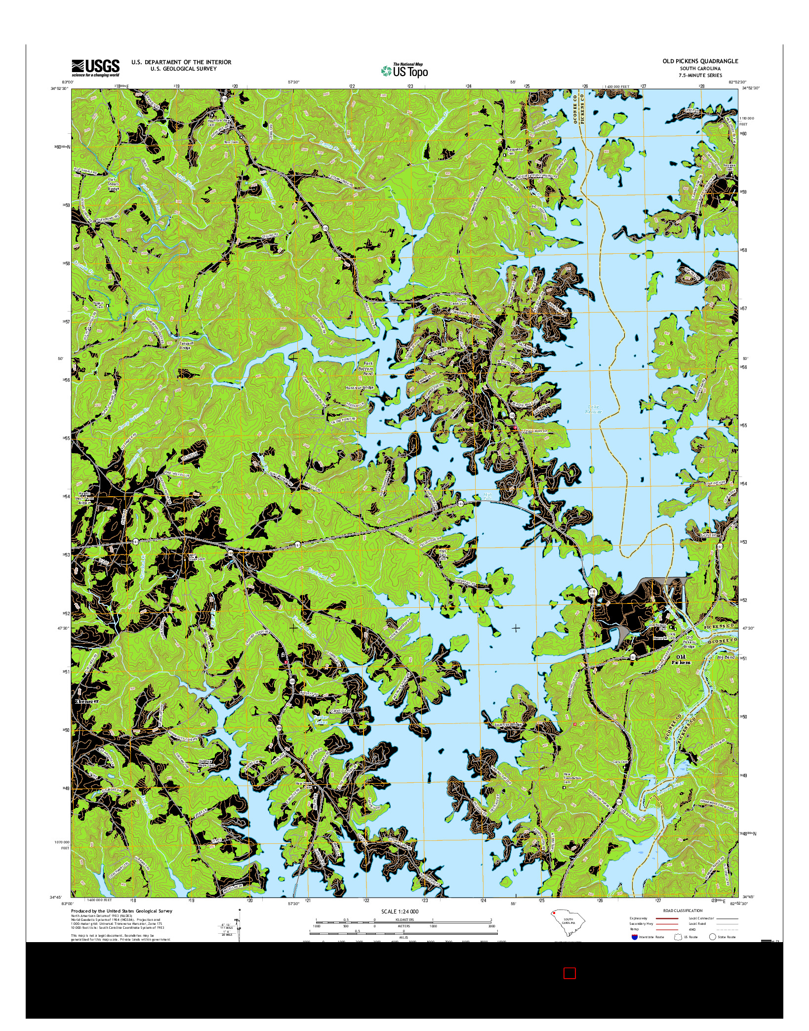 USGS US TOPO 7.5-MINUTE MAP FOR OLD PICKENS, SC 2017