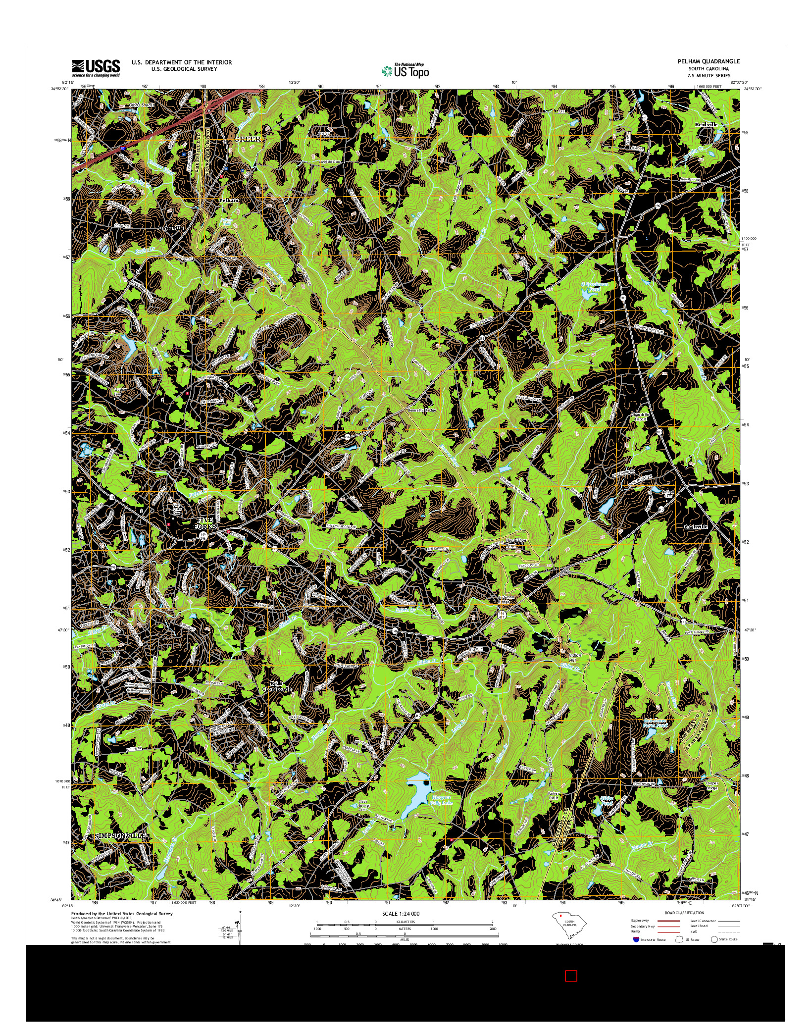 USGS US TOPO 7.5-MINUTE MAP FOR PELHAM, SC 2017