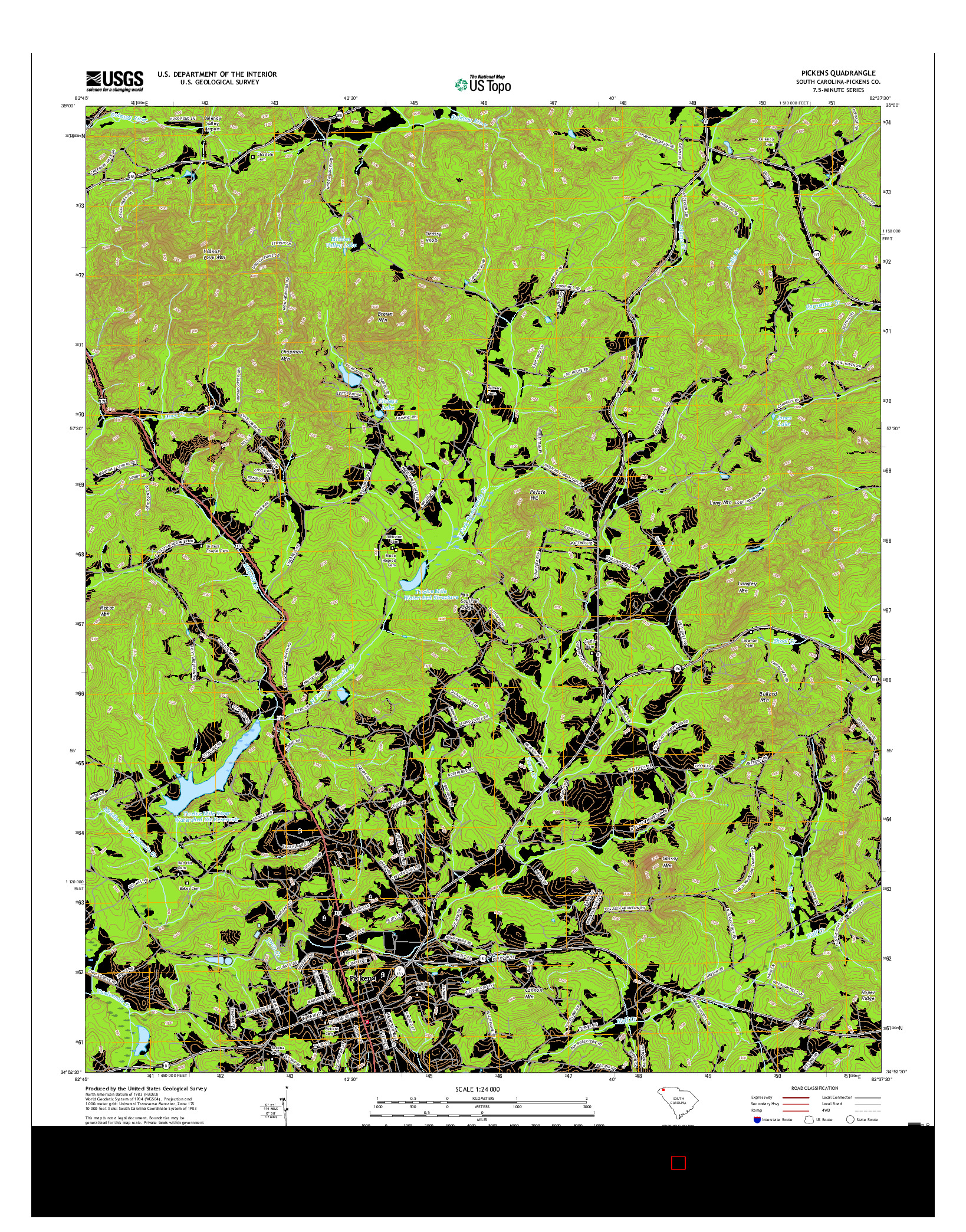 USGS US TOPO 7.5-MINUTE MAP FOR PICKENS, SC 2017