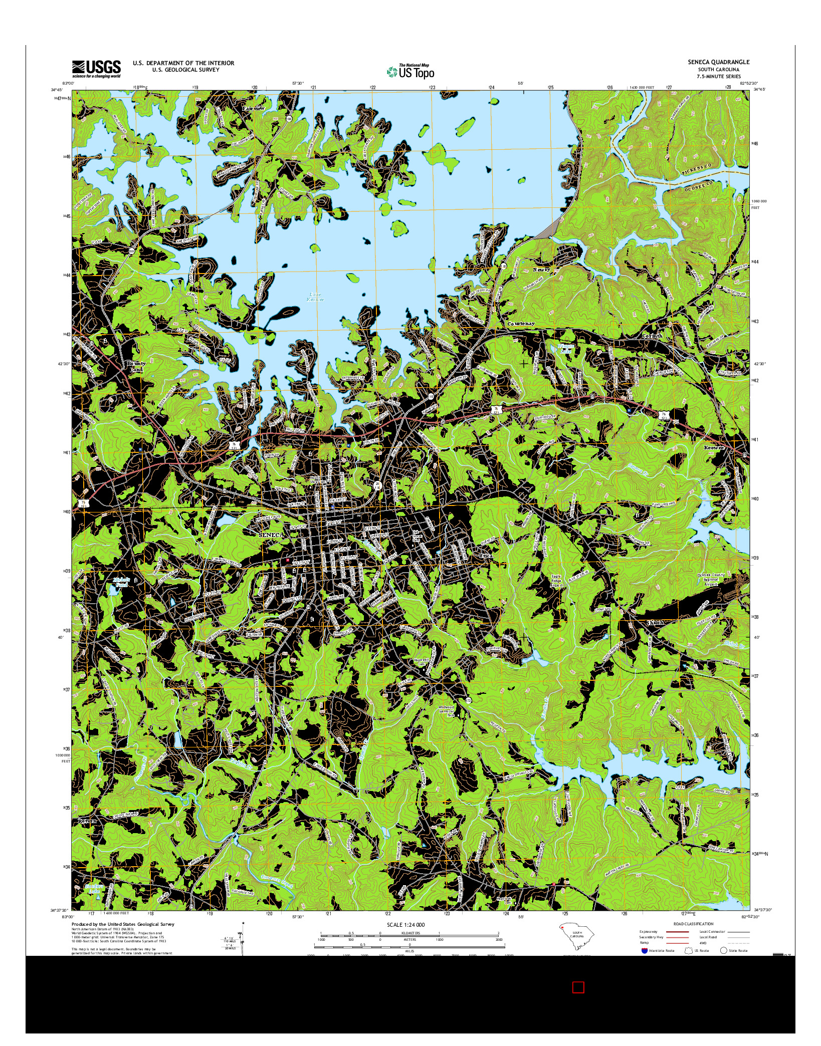 USGS US TOPO 7.5-MINUTE MAP FOR SENECA, SC 2017