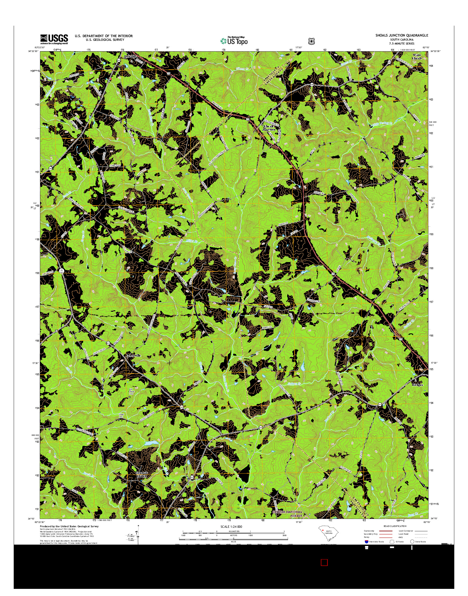 USGS US TOPO 7.5-MINUTE MAP FOR SHOALS JUNCTION, SC 2017