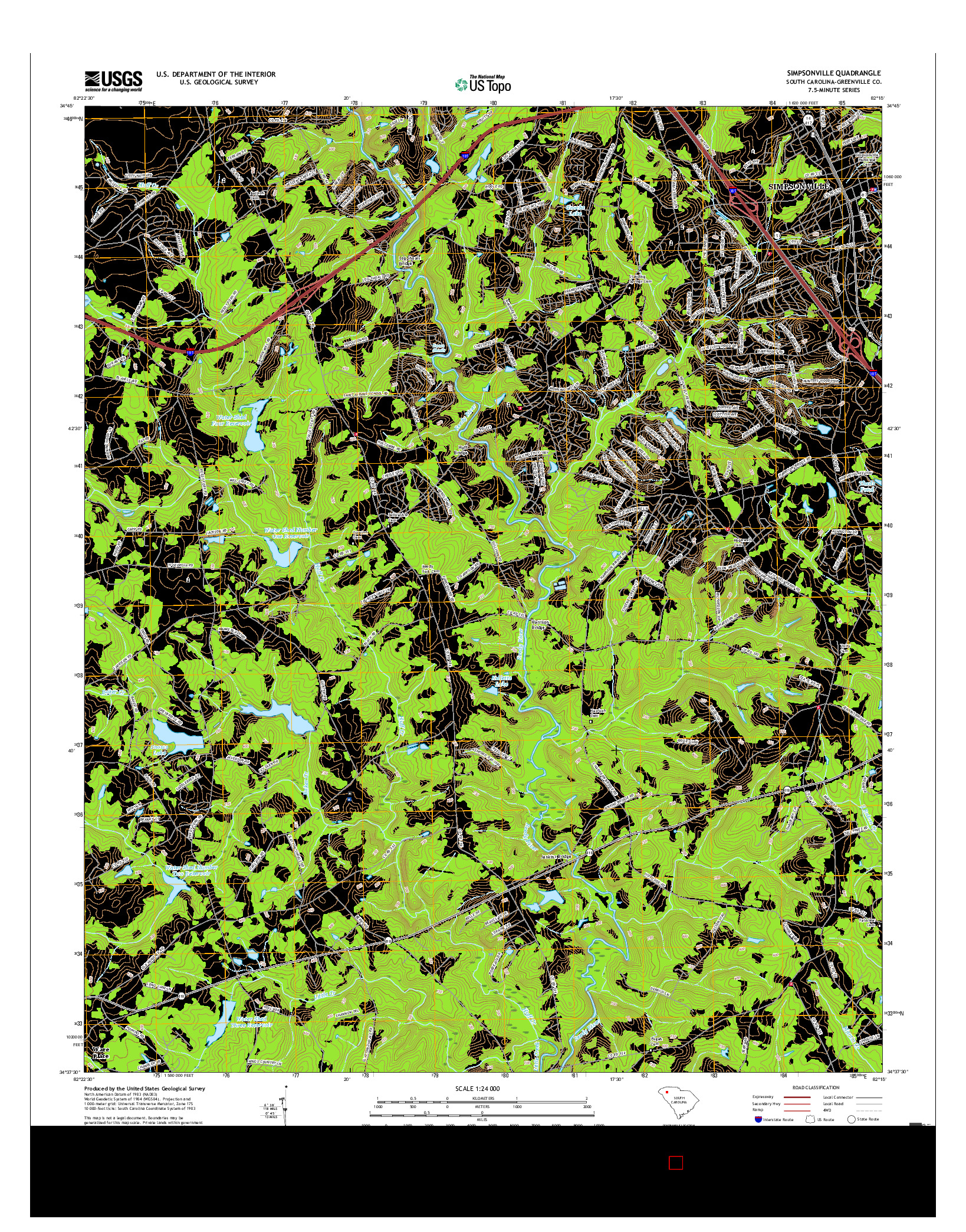 USGS US TOPO 7.5-MINUTE MAP FOR SIMPSONVILLE, SC 2017