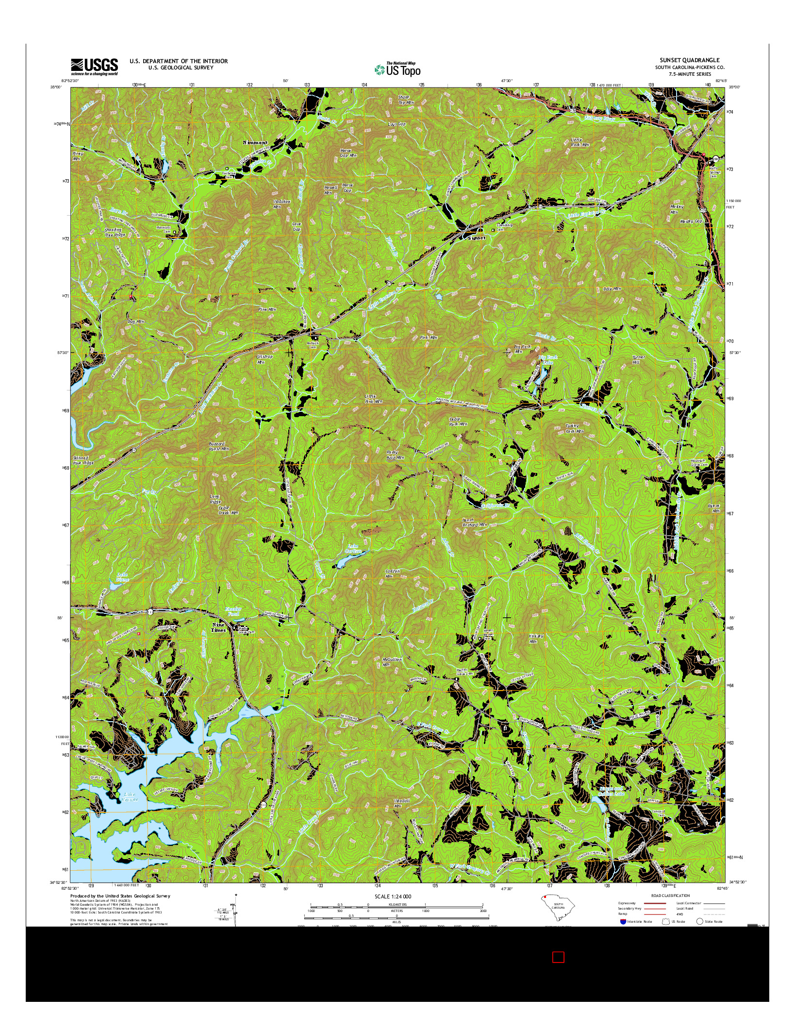USGS US TOPO 7.5-MINUTE MAP FOR SUNSET, SC 2017