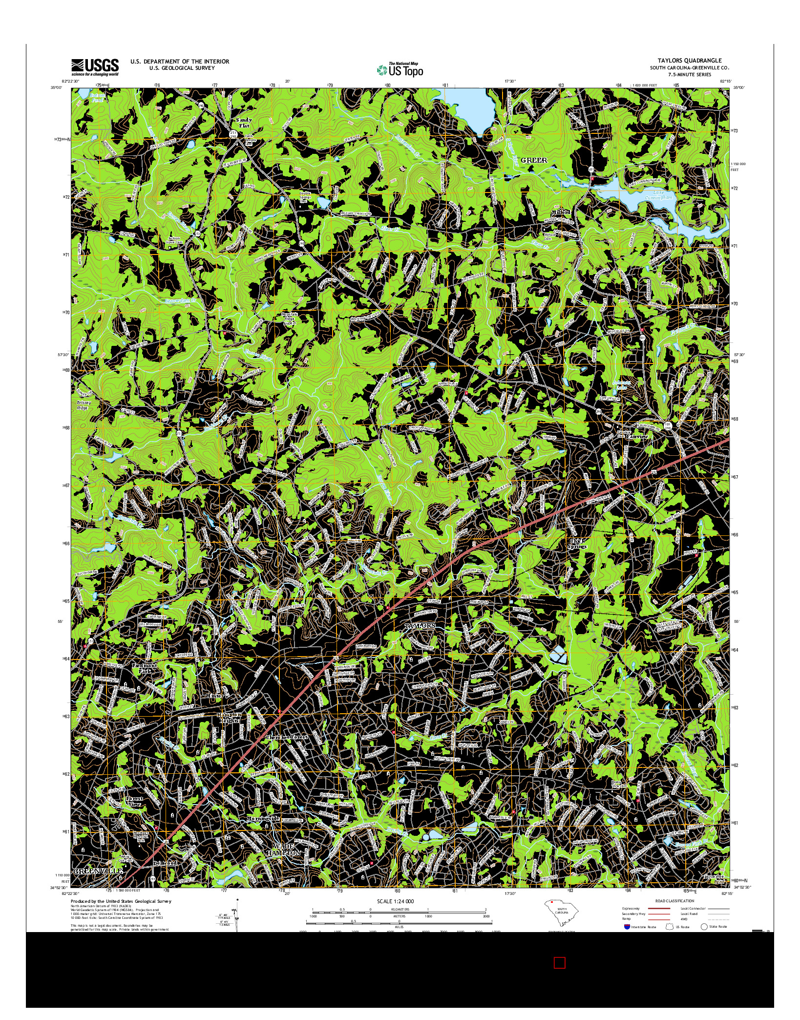 USGS US TOPO 7.5-MINUTE MAP FOR TAYLORS, SC 2017