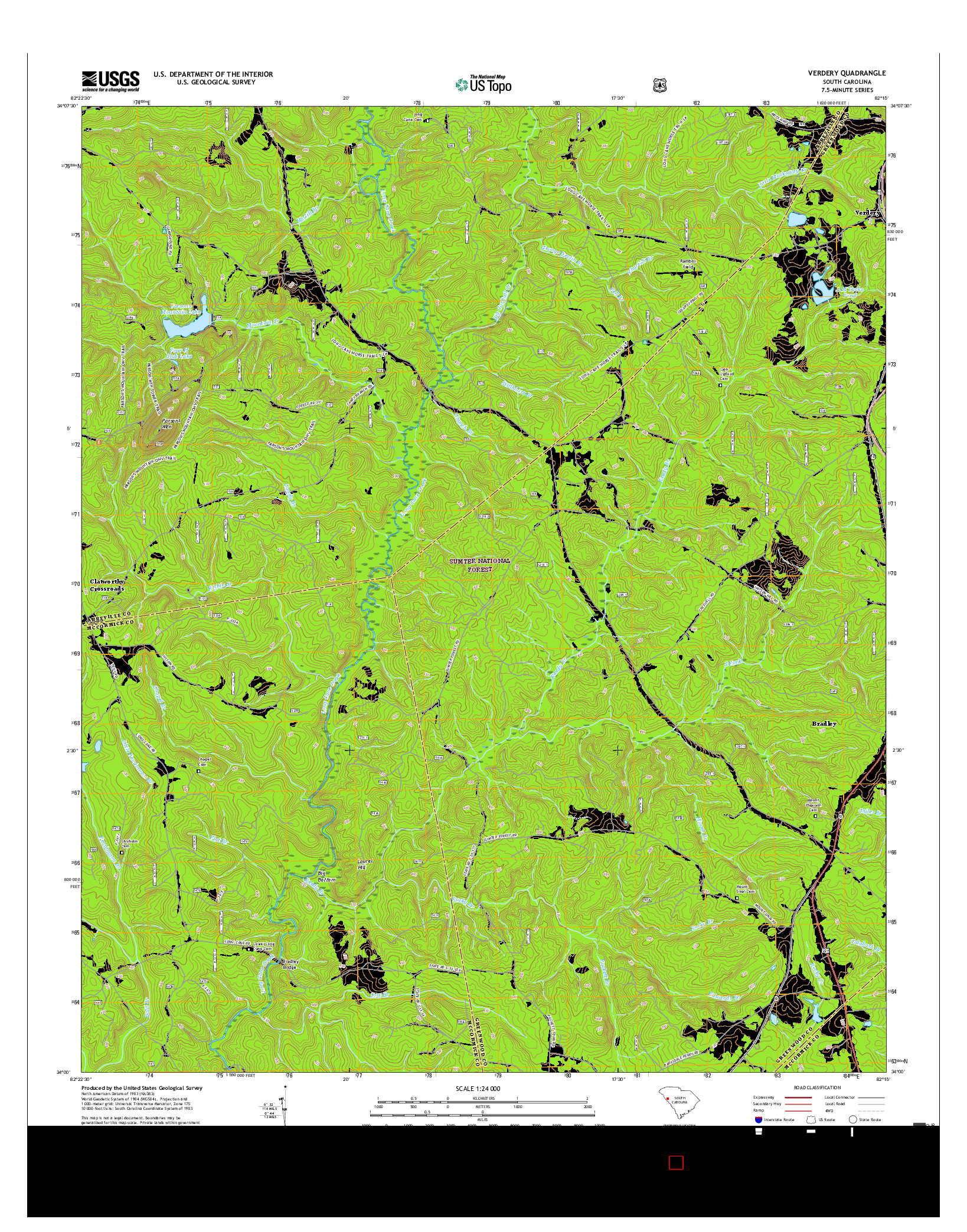 USGS US TOPO 7.5-MINUTE MAP FOR VERDERY, SC 2017