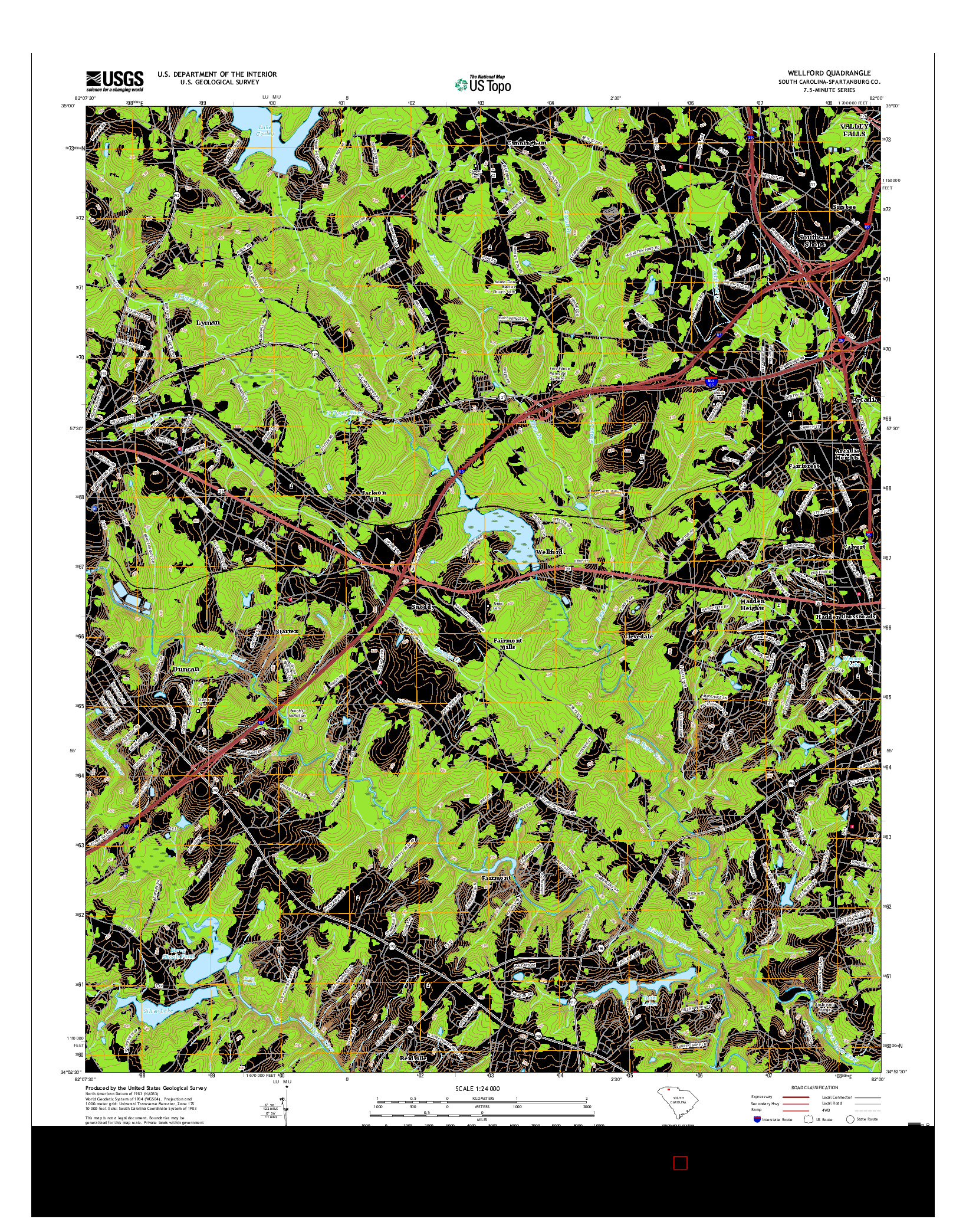 USGS US TOPO 7.5-MINUTE MAP FOR WELLFORD, SC 2017