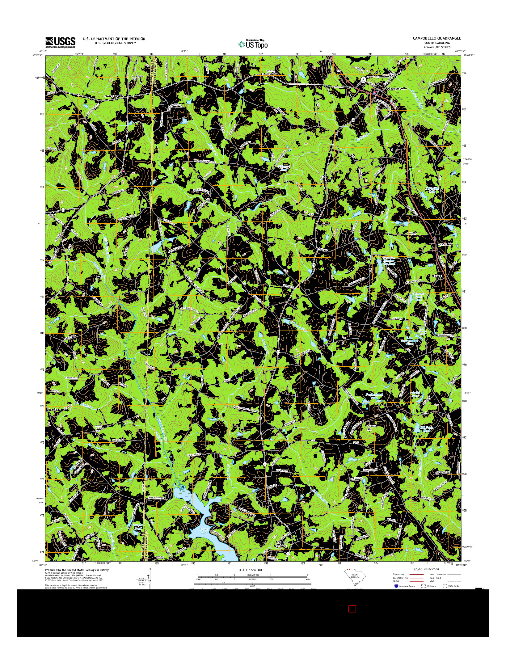 USGS US TOPO 7.5-MINUTE MAP FOR CAMPOBELLO, SC 2017