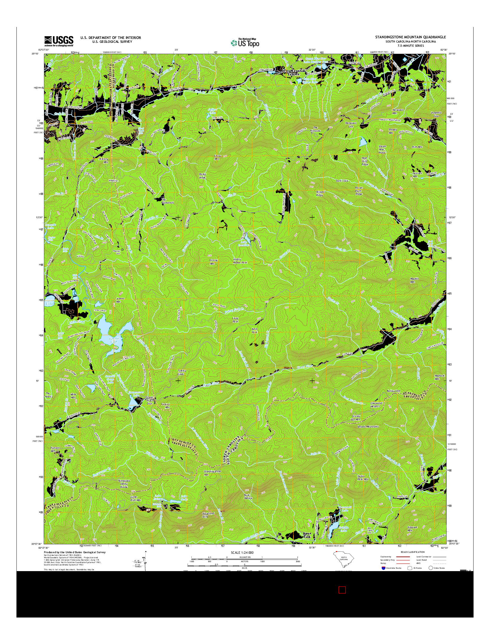 USGS US TOPO 7.5-MINUTE MAP FOR STANDINGSTONE MOUNTAIN, SC-NC 2017