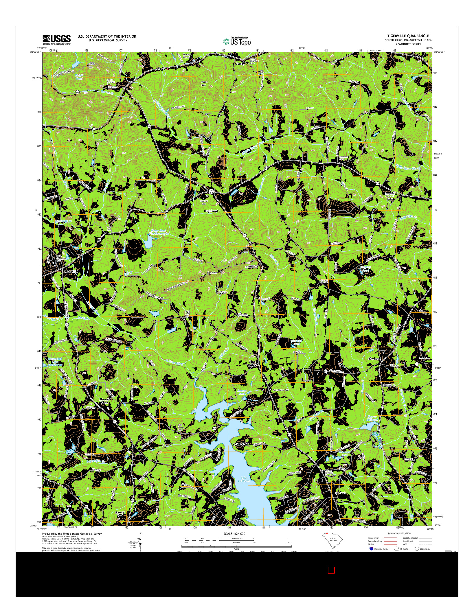USGS US TOPO 7.5-MINUTE MAP FOR TIGERVILLE, SC 2017