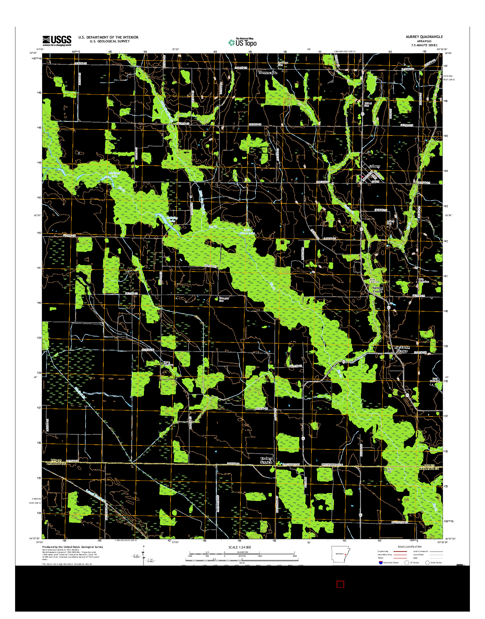 USGS US TOPO 7.5-MINUTE MAP FOR AUBREY, AR 2017