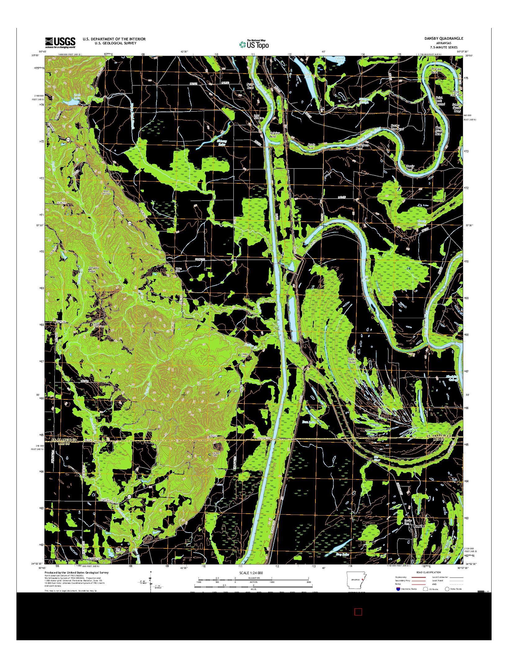 USGS US TOPO 7.5-MINUTE MAP FOR DANSBY, AR 2017