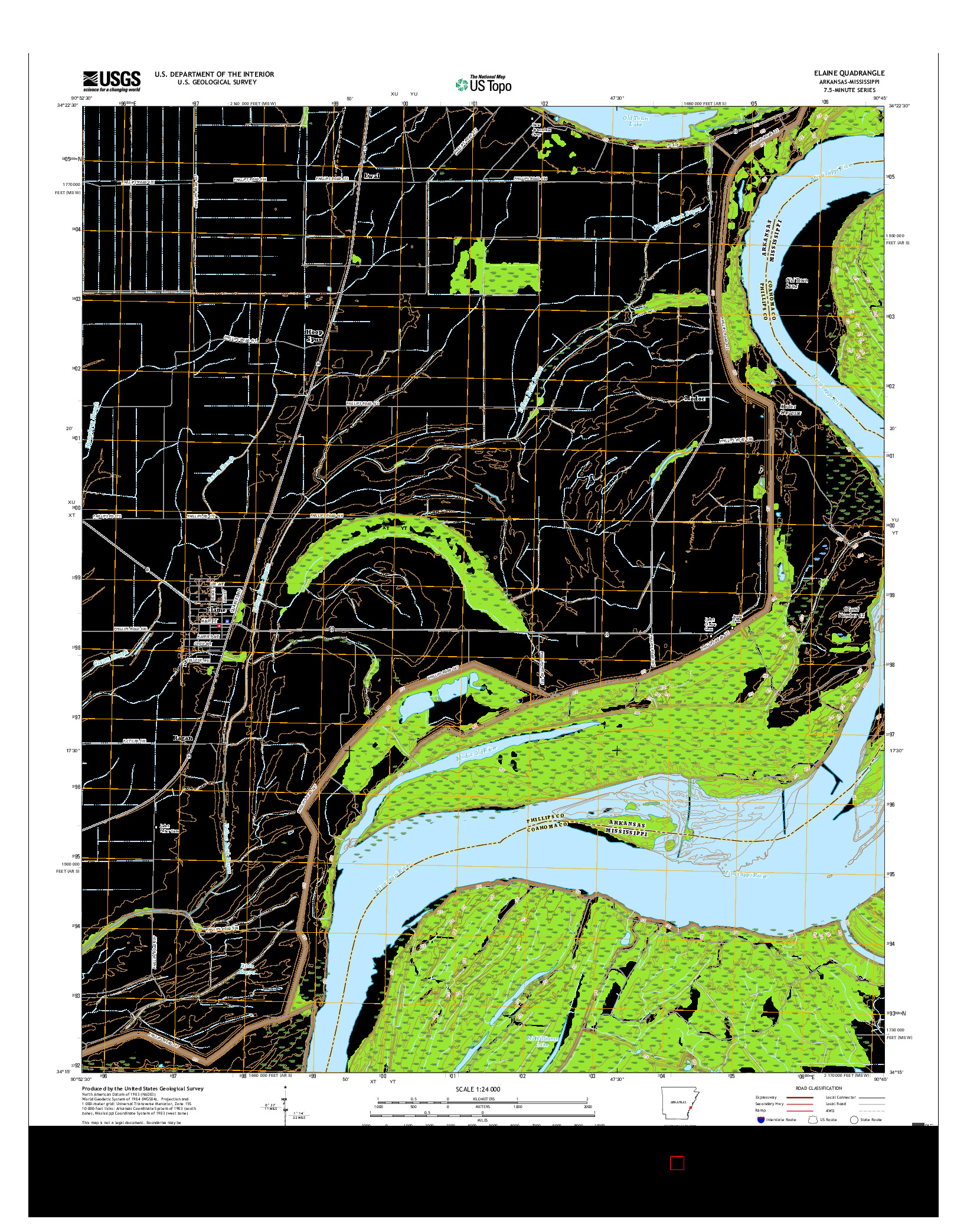 USGS US TOPO 7.5-MINUTE MAP FOR ELAINE, AR-MS 2017