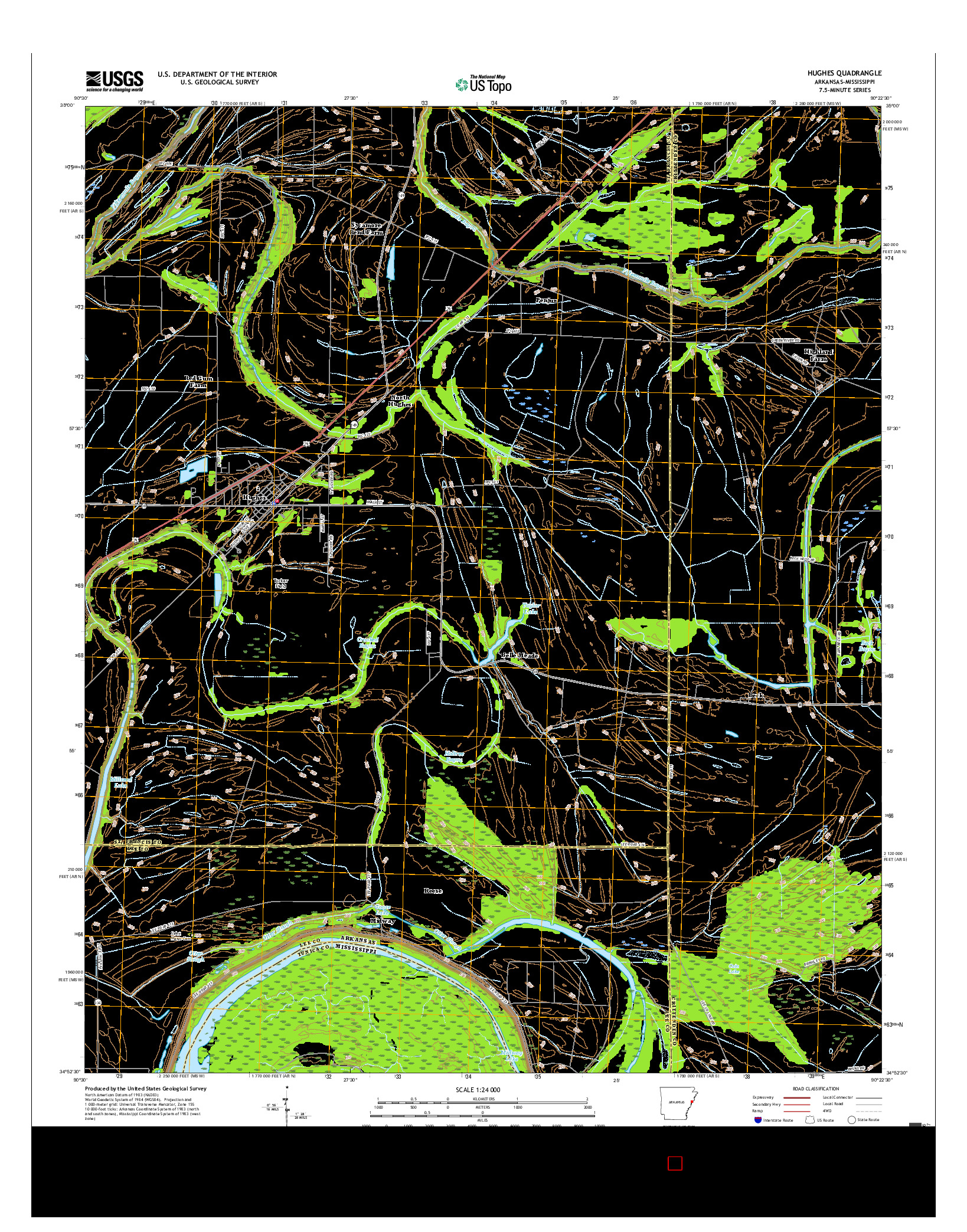 USGS US TOPO 7.5-MINUTE MAP FOR HUGHES, AR-MS 2017