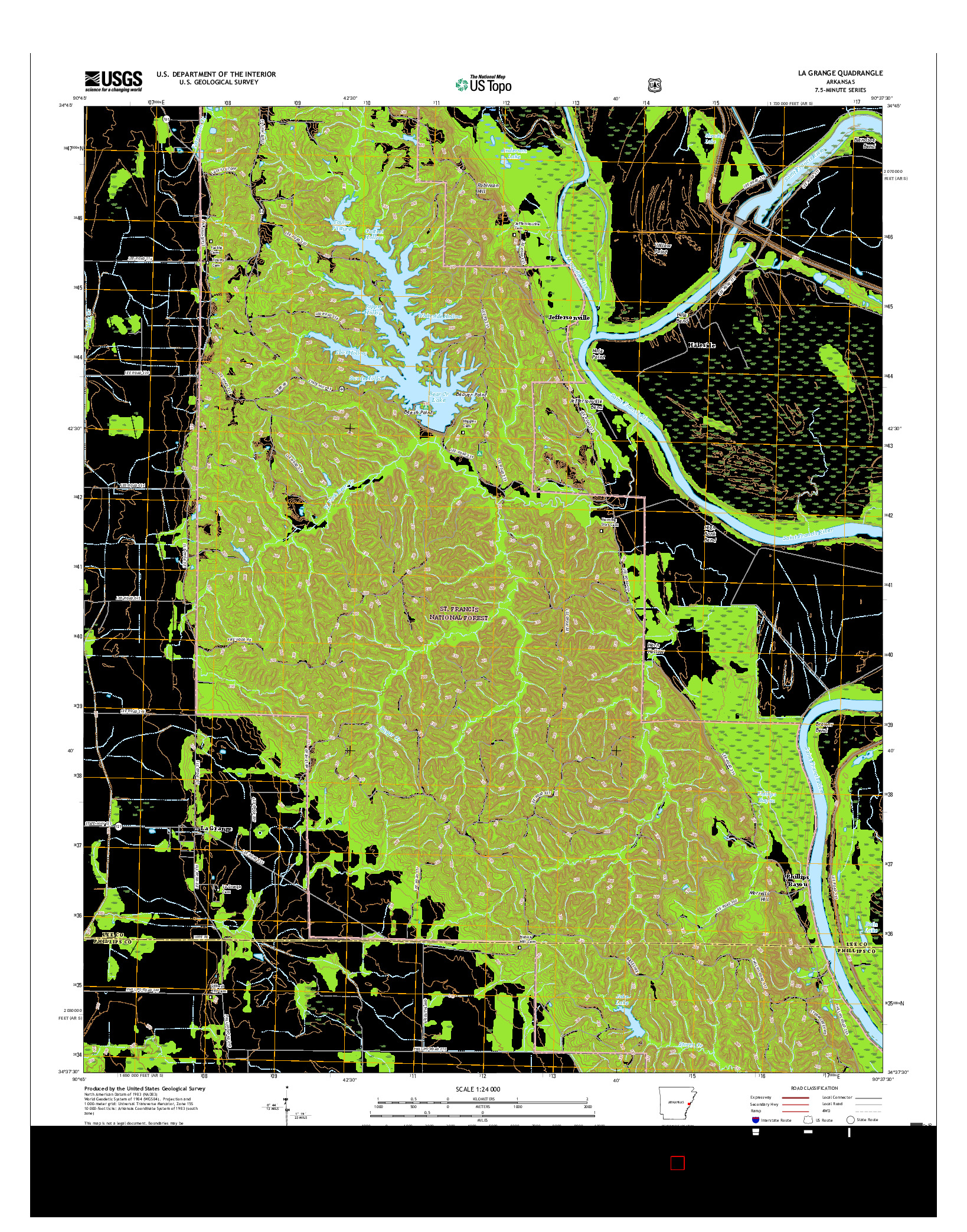 USGS US TOPO 7.5-MINUTE MAP FOR LA GRANGE, AR 2017