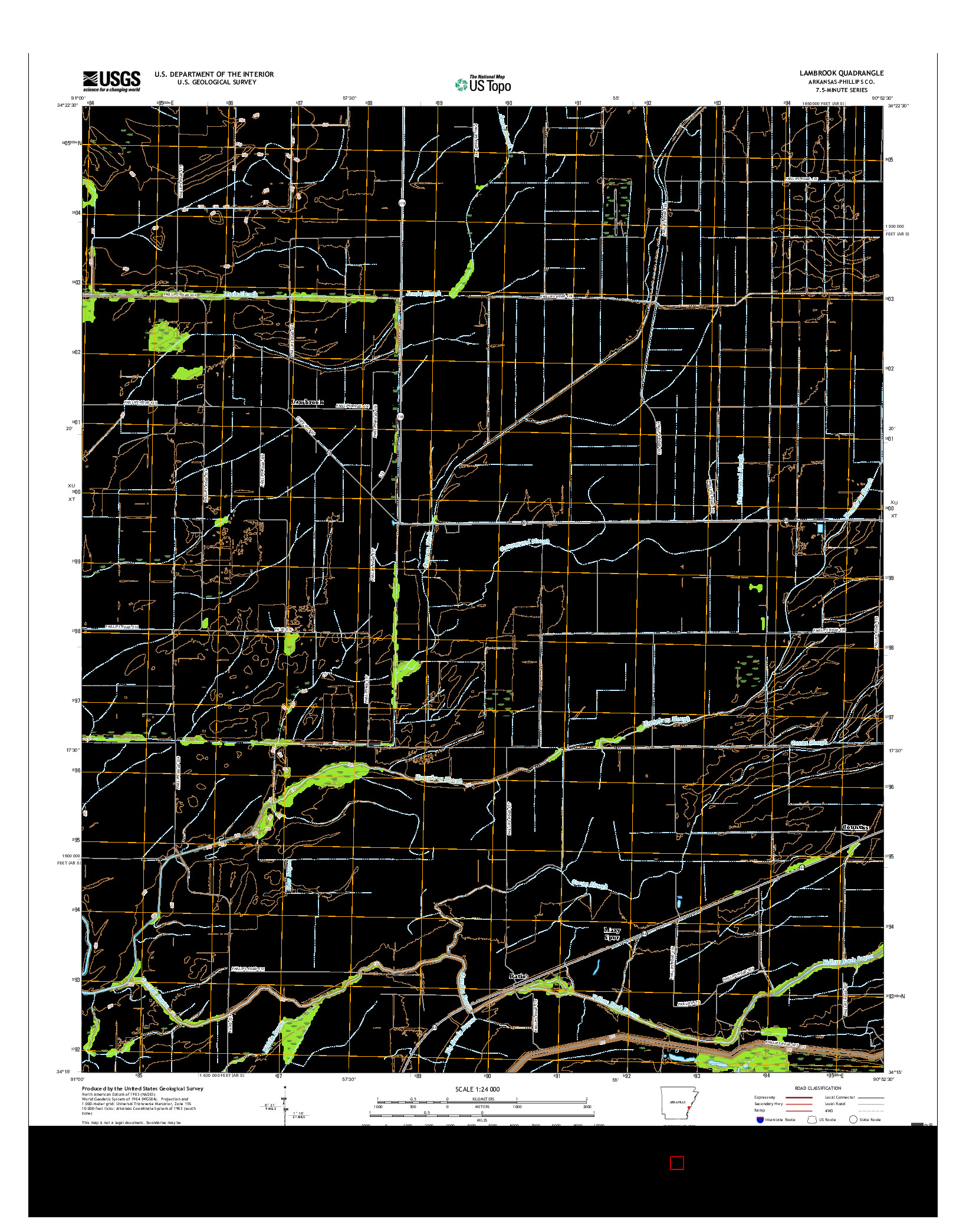 USGS US TOPO 7.5-MINUTE MAP FOR LAMBROOK, AR 2017