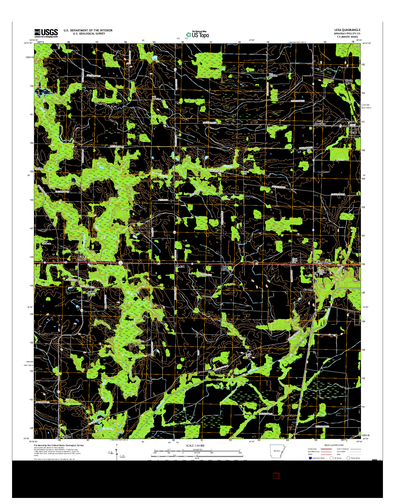 USGS US TOPO 7.5-MINUTE MAP FOR LEXA, AR 2017