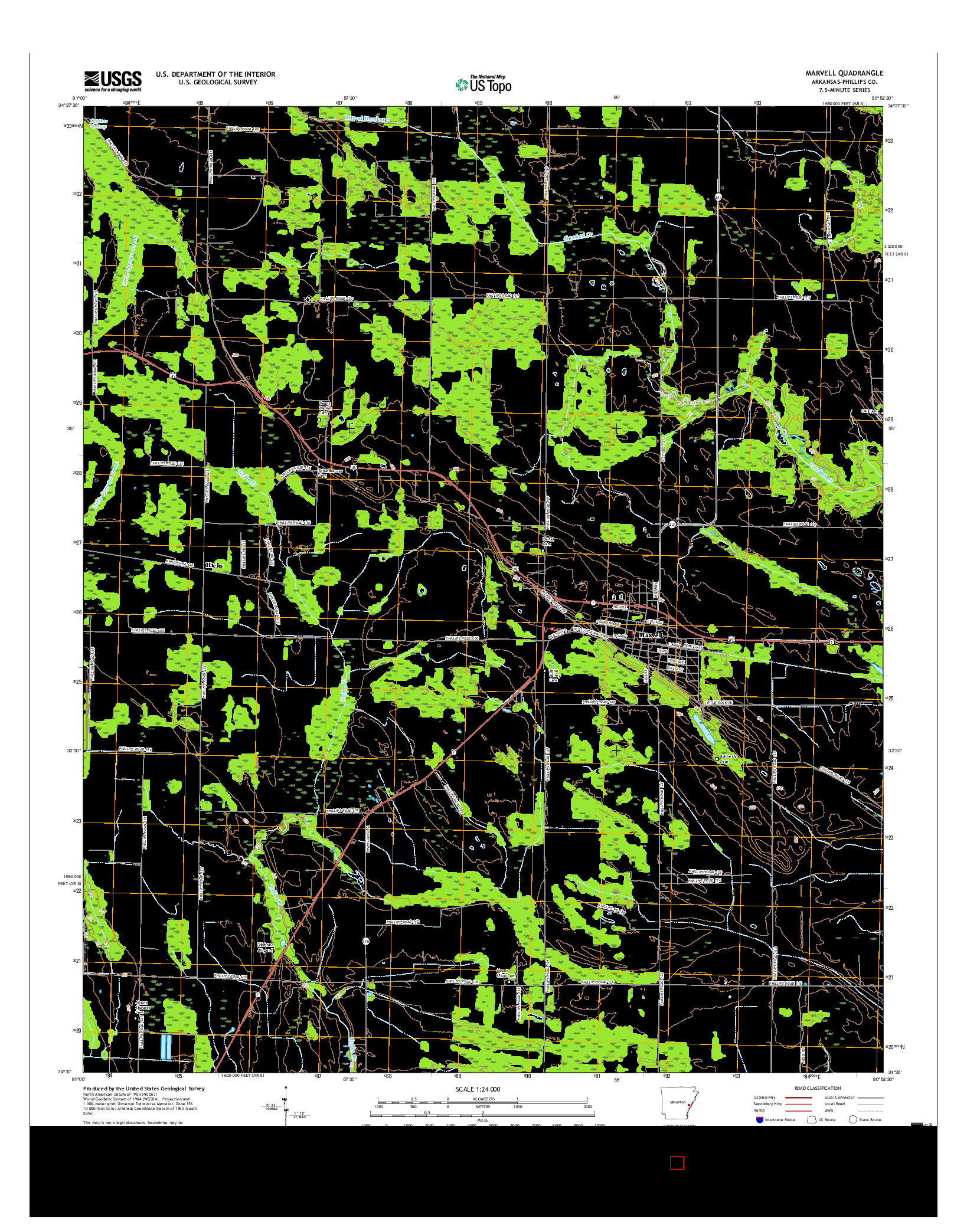 USGS US TOPO 7.5-MINUTE MAP FOR MARVELL, AR 2017