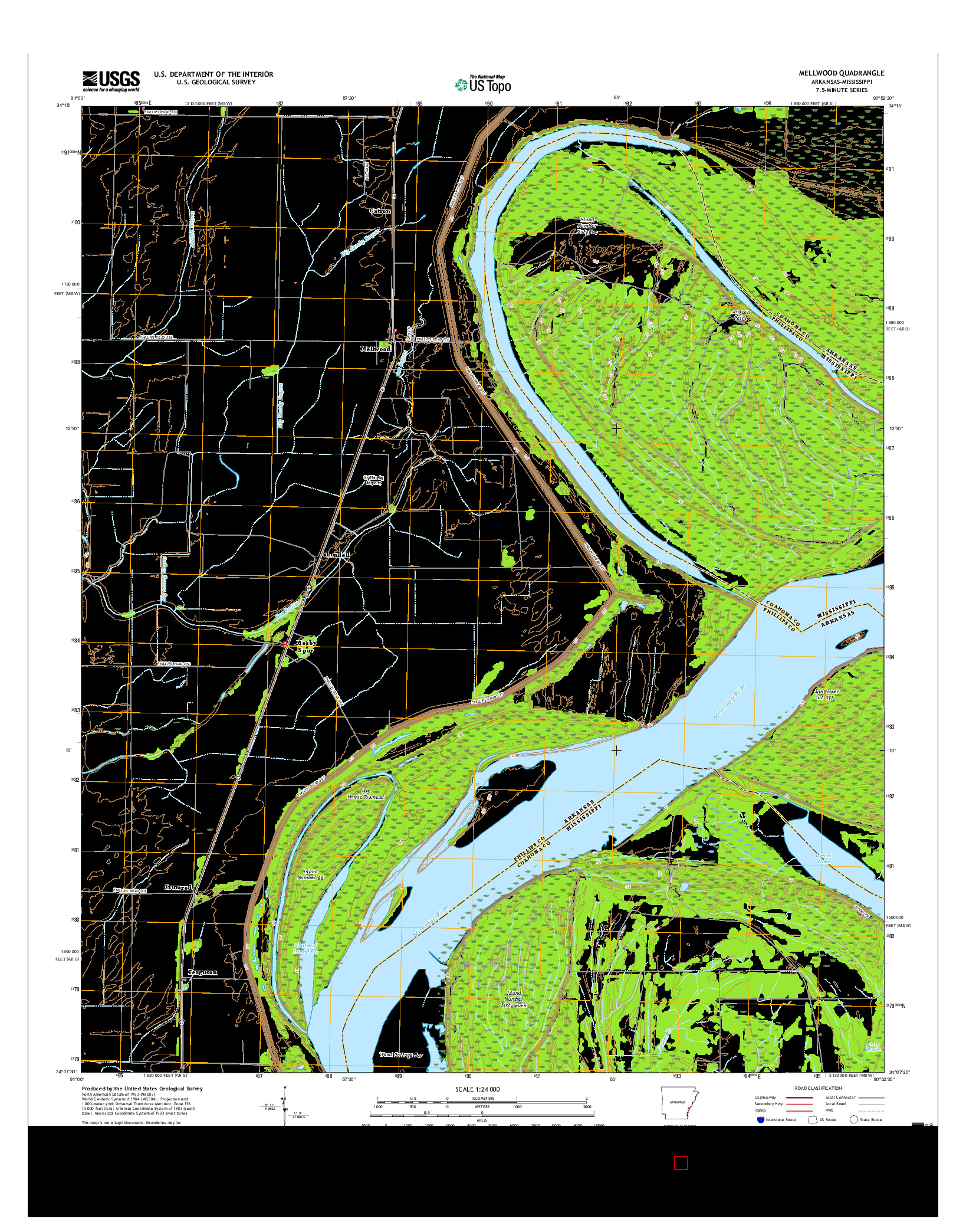 USGS US TOPO 7.5-MINUTE MAP FOR MELLWOOD, AR-MS 2017