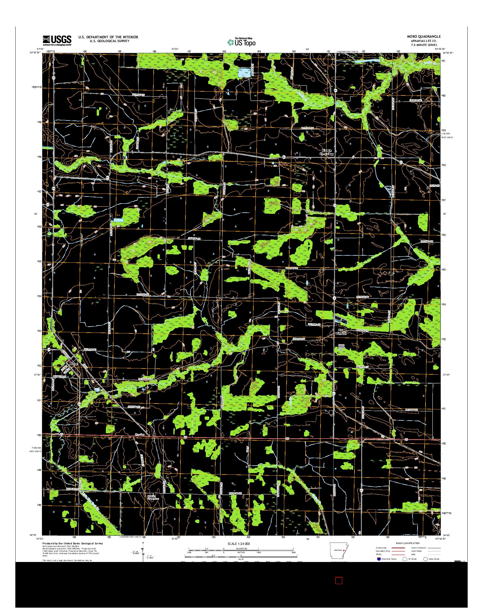 USGS US TOPO 7.5-MINUTE MAP FOR MORO, AR 2017