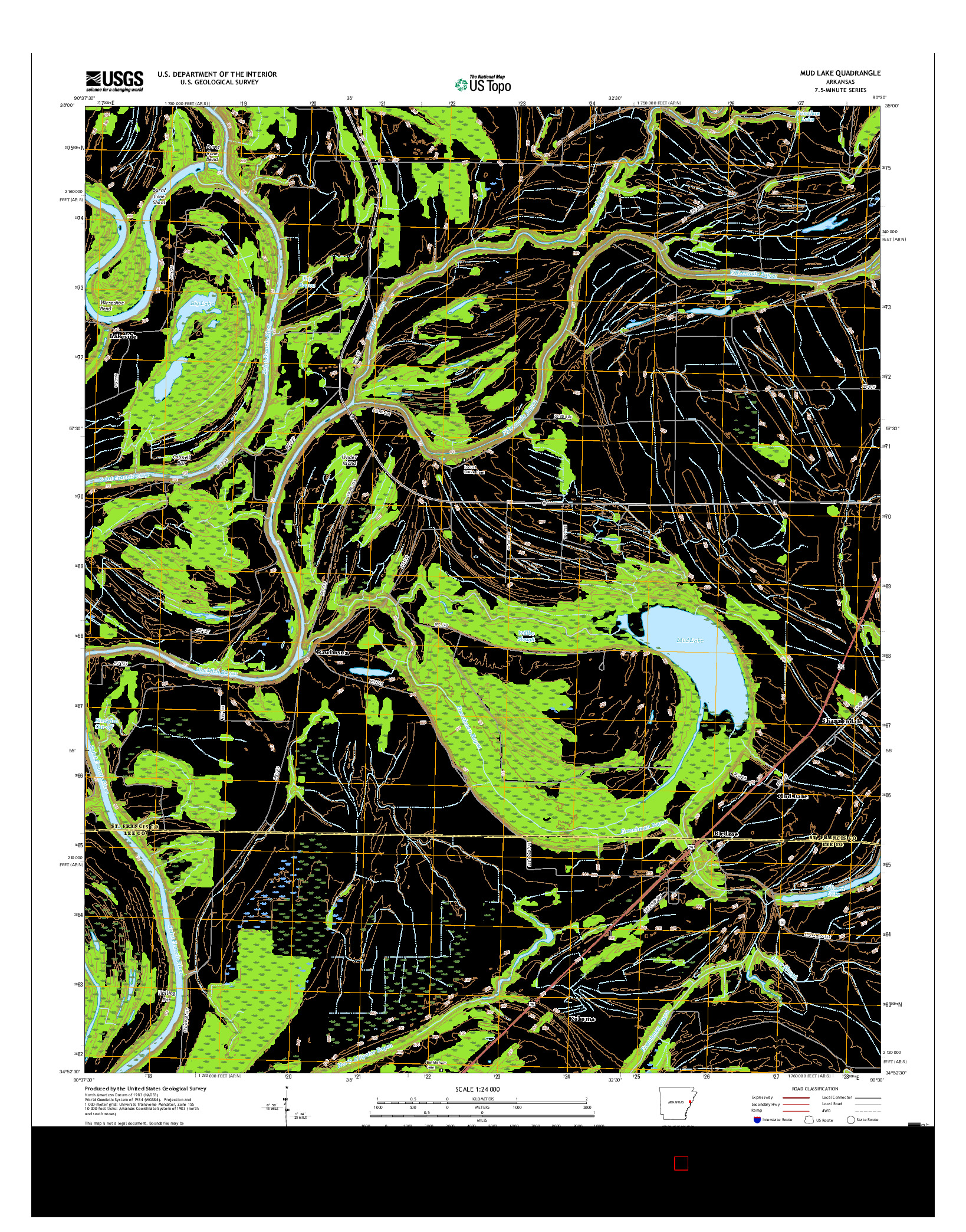 USGS US TOPO 7.5-MINUTE MAP FOR MUD LAKE, AR 2017