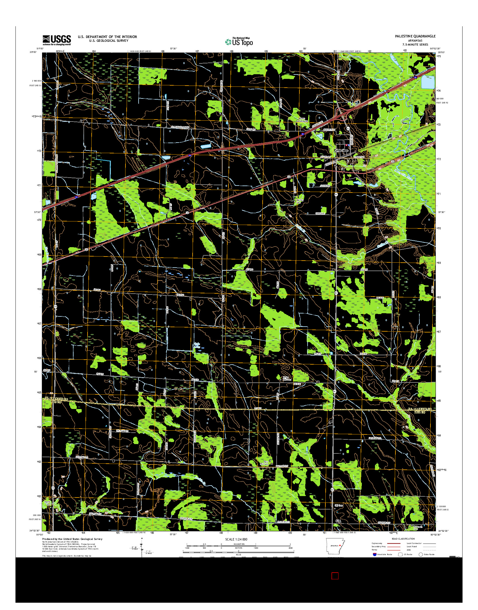 USGS US TOPO 7.5-MINUTE MAP FOR PALESTINE, AR 2017