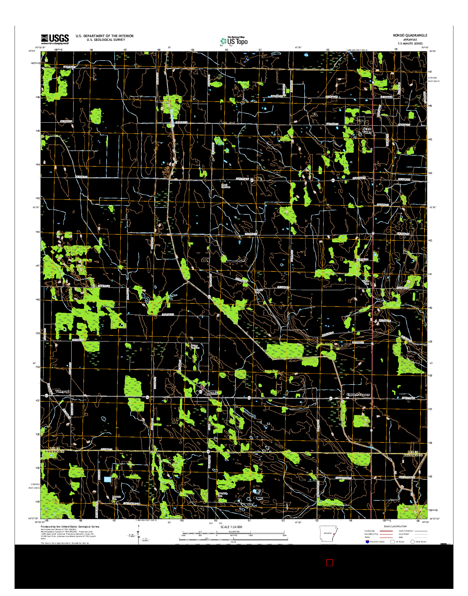 USGS US TOPO 7.5-MINUTE MAP FOR RONDO, AR 2017