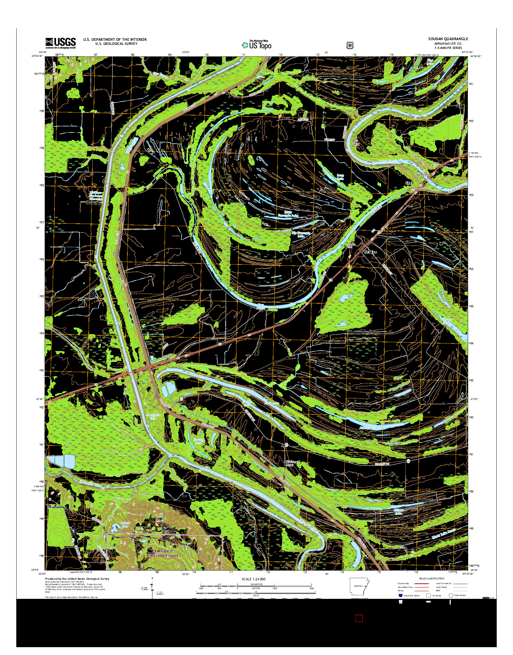 USGS US TOPO 7.5-MINUTE MAP FOR SOUDAN, AR 2017