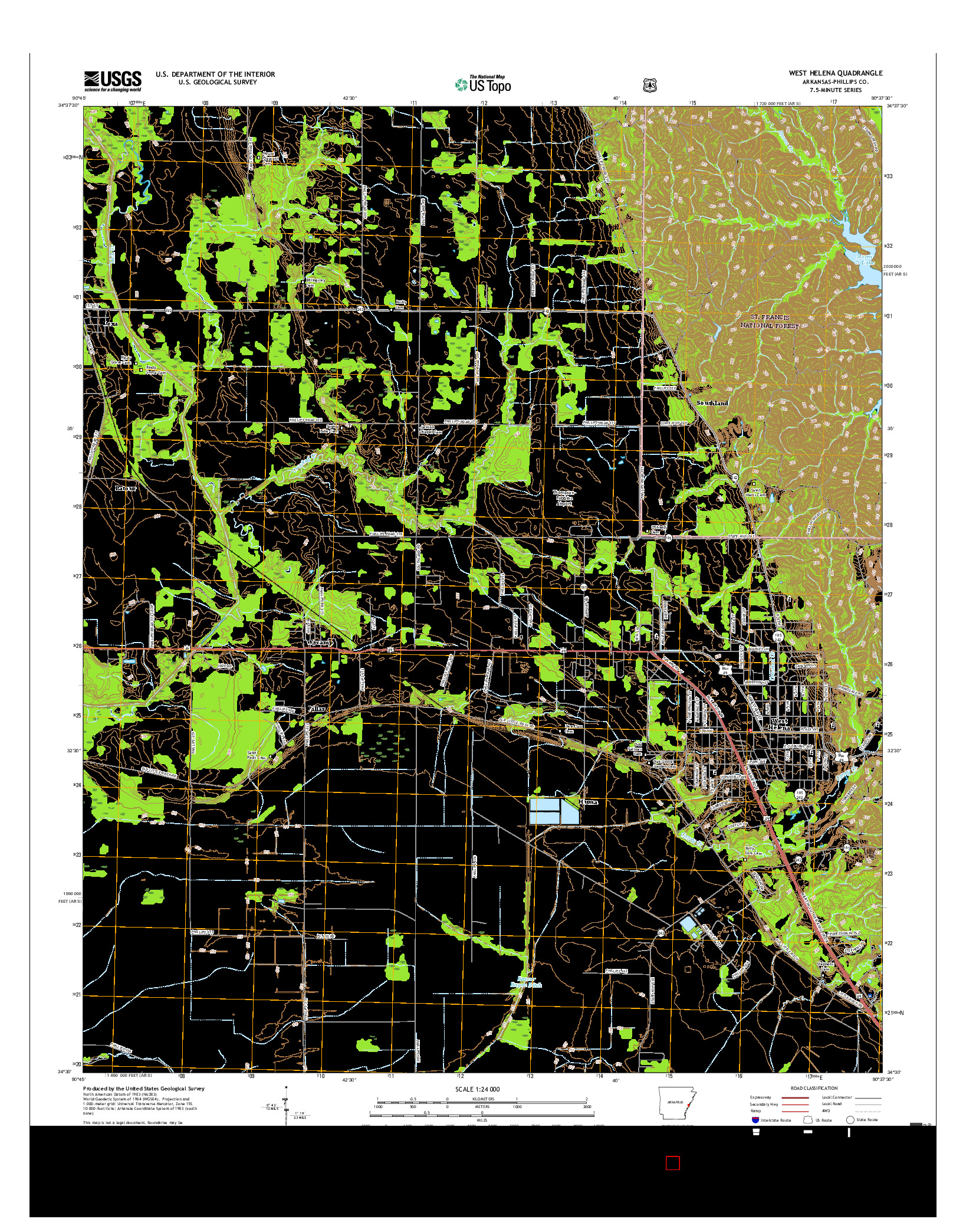 USGS US TOPO 7.5-MINUTE MAP FOR WEST HELENA, AR 2017