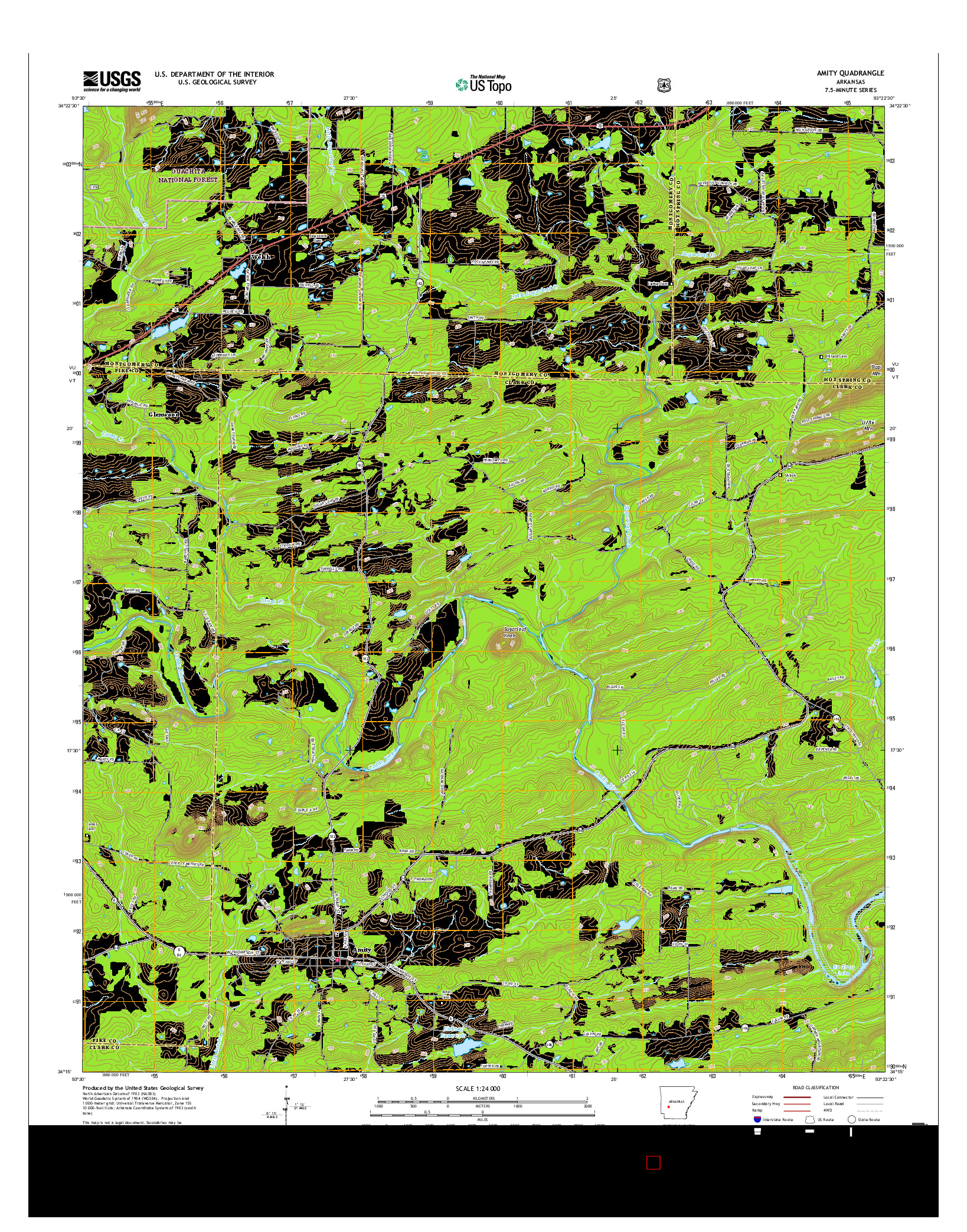 USGS US TOPO 7.5-MINUTE MAP FOR AMITY, AR 2017