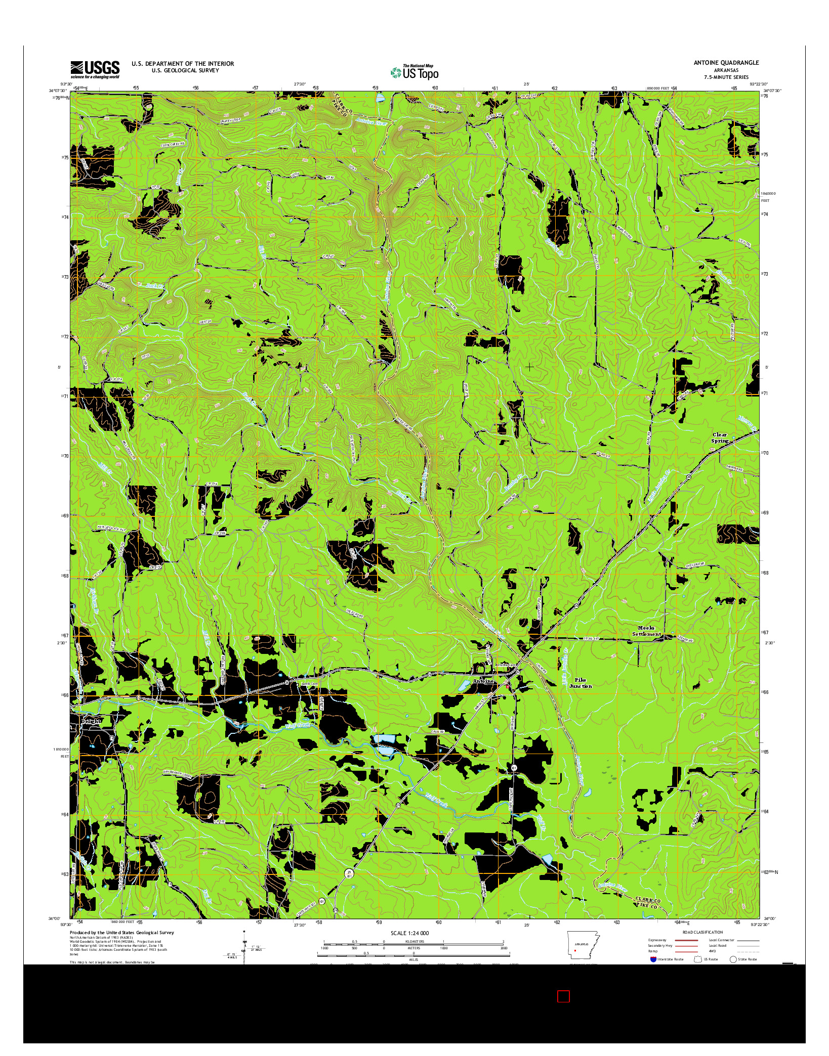 USGS US TOPO 7.5-MINUTE MAP FOR ANTOINE, AR 2017