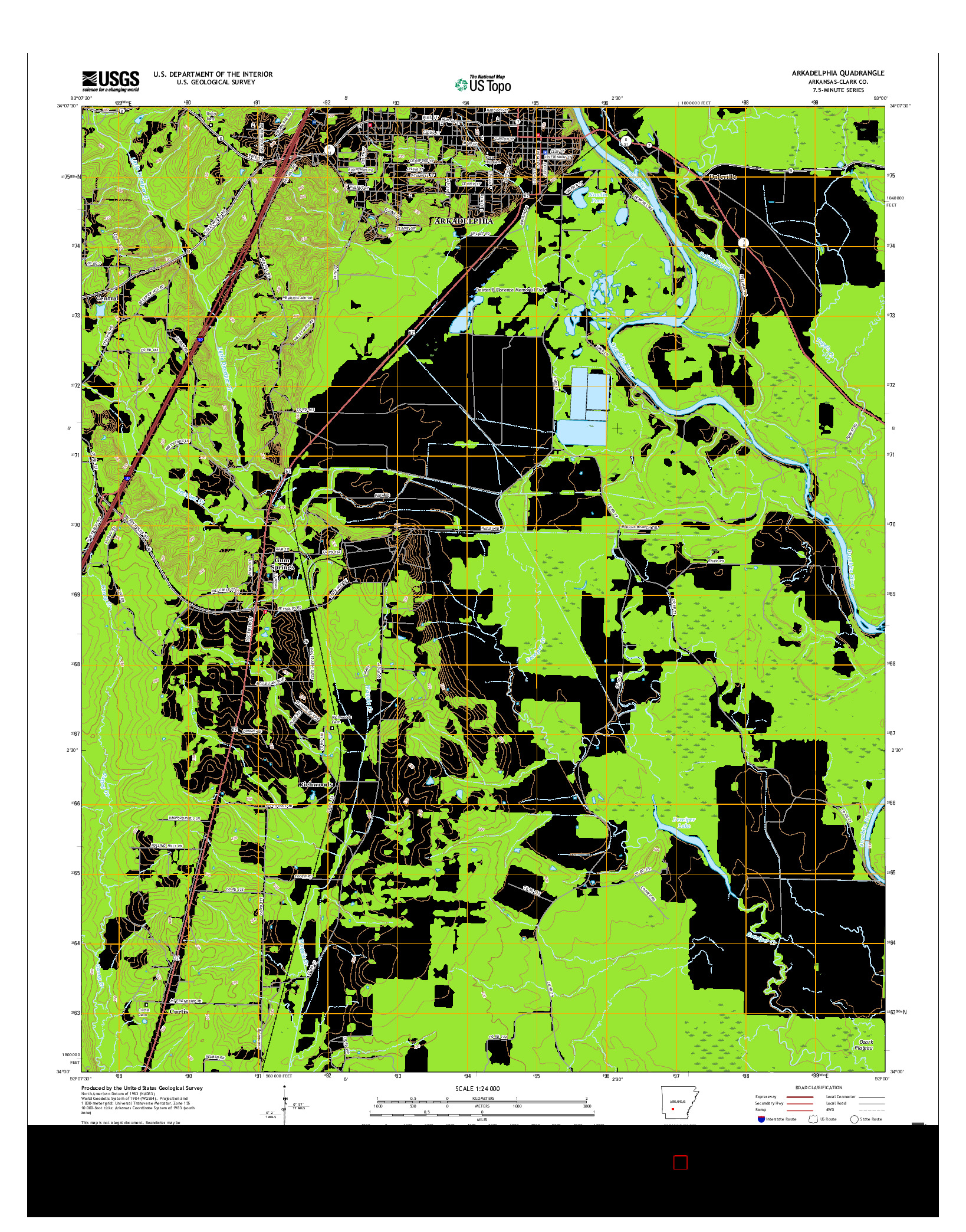USGS US TOPO 7.5-MINUTE MAP FOR ARKADELPHIA, AR 2017