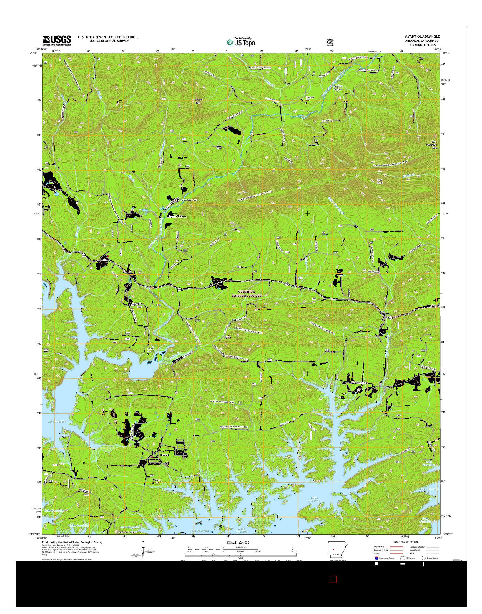 USGS US TOPO 7.5-MINUTE MAP FOR AVANT, AR 2017